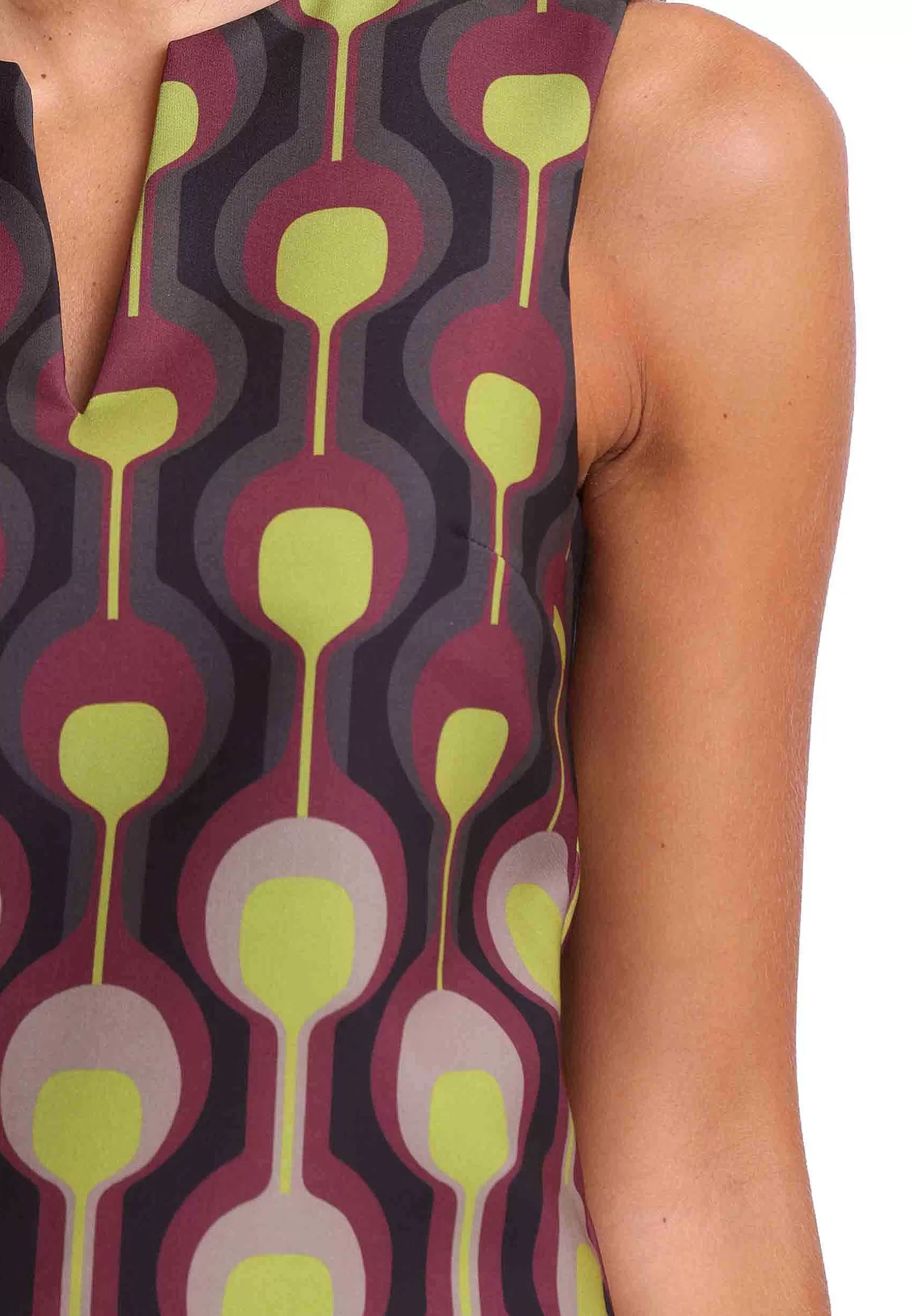 Abito Donna Temple Degrade In Cady Verde E Bordeaux*Maliparmi New