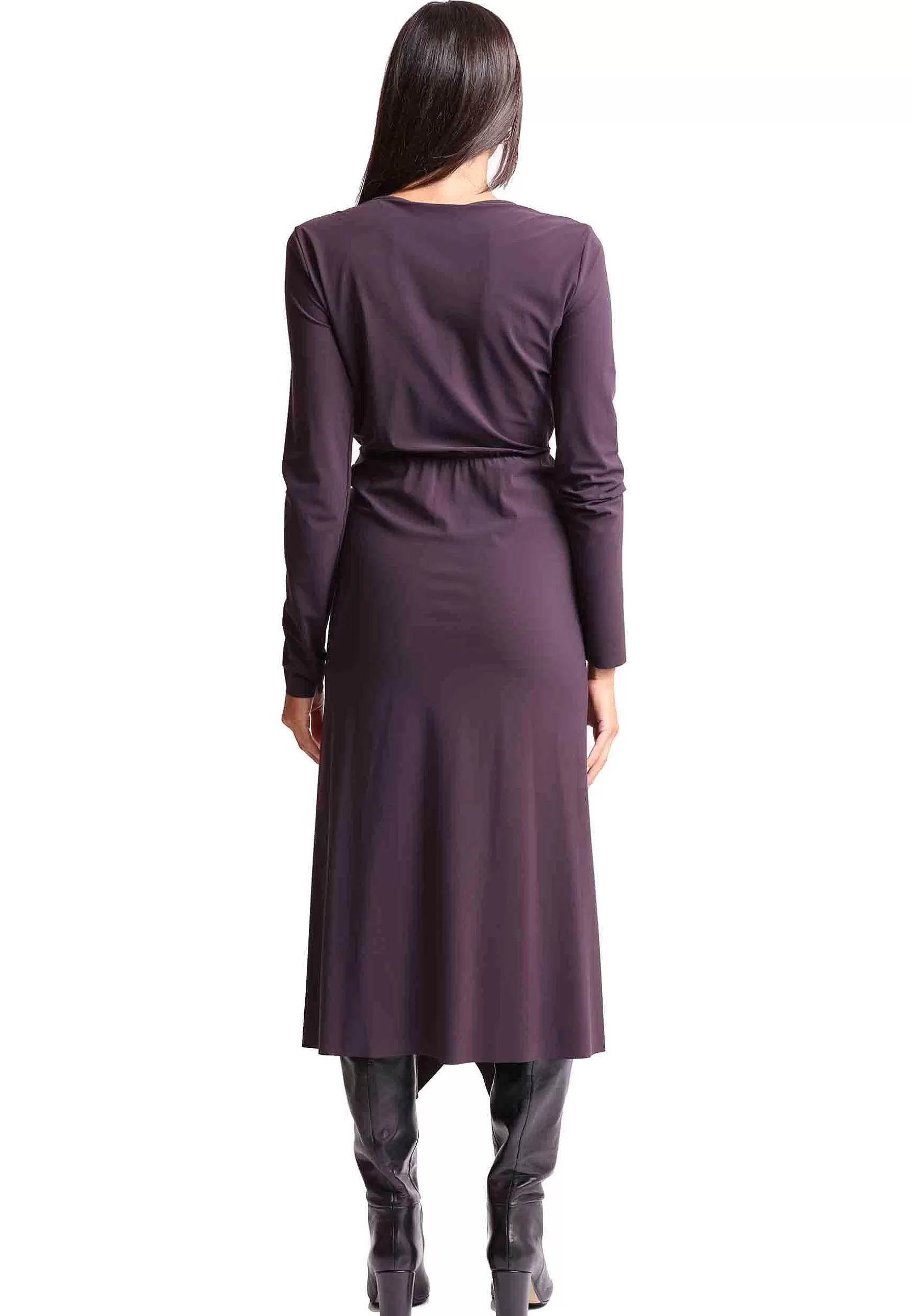 Abito Lungo Da Donna Soft In Jersey Marrone Con Maniche Lunghe*Maliparmi Hot