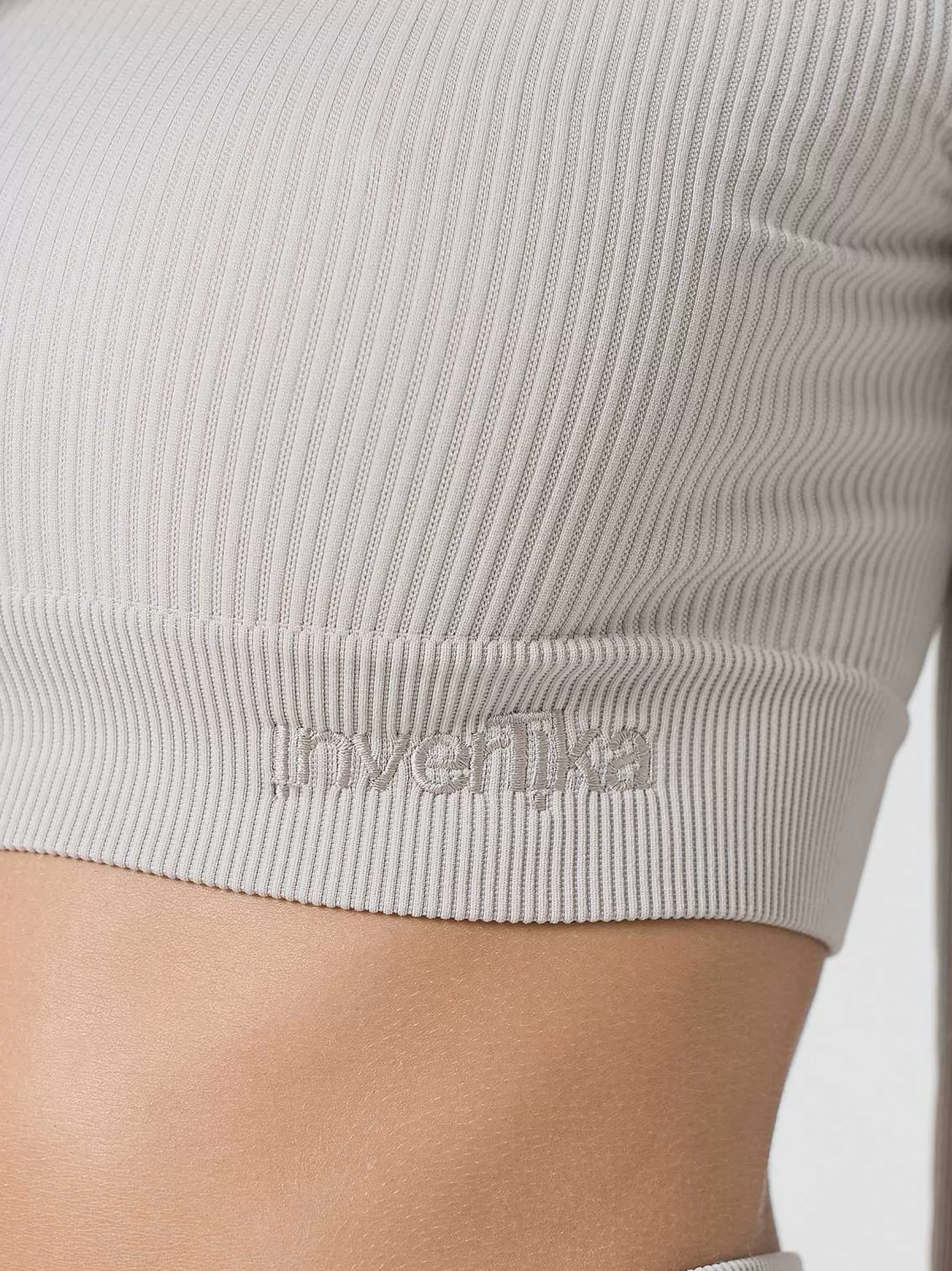 Armonika Crop Top Sportswear Donna In Microfibra Beige Effetto Push Up Modellante E Contenitivo A Costine*Invertika Sale