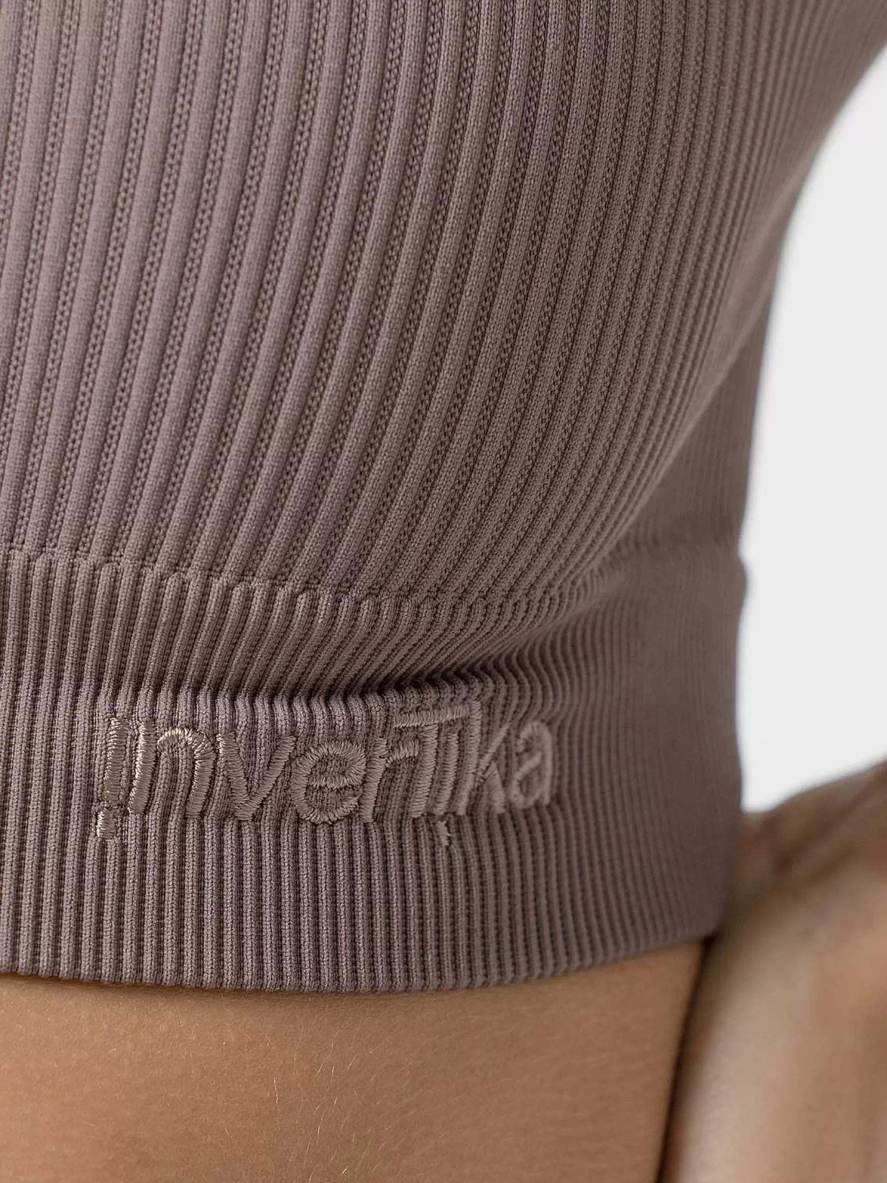 Armonika Crop Top Sportswear Donna In Microfibra Marrone Effetto Push Up Modellante E Contenitivo A Costine*Invertika Best
