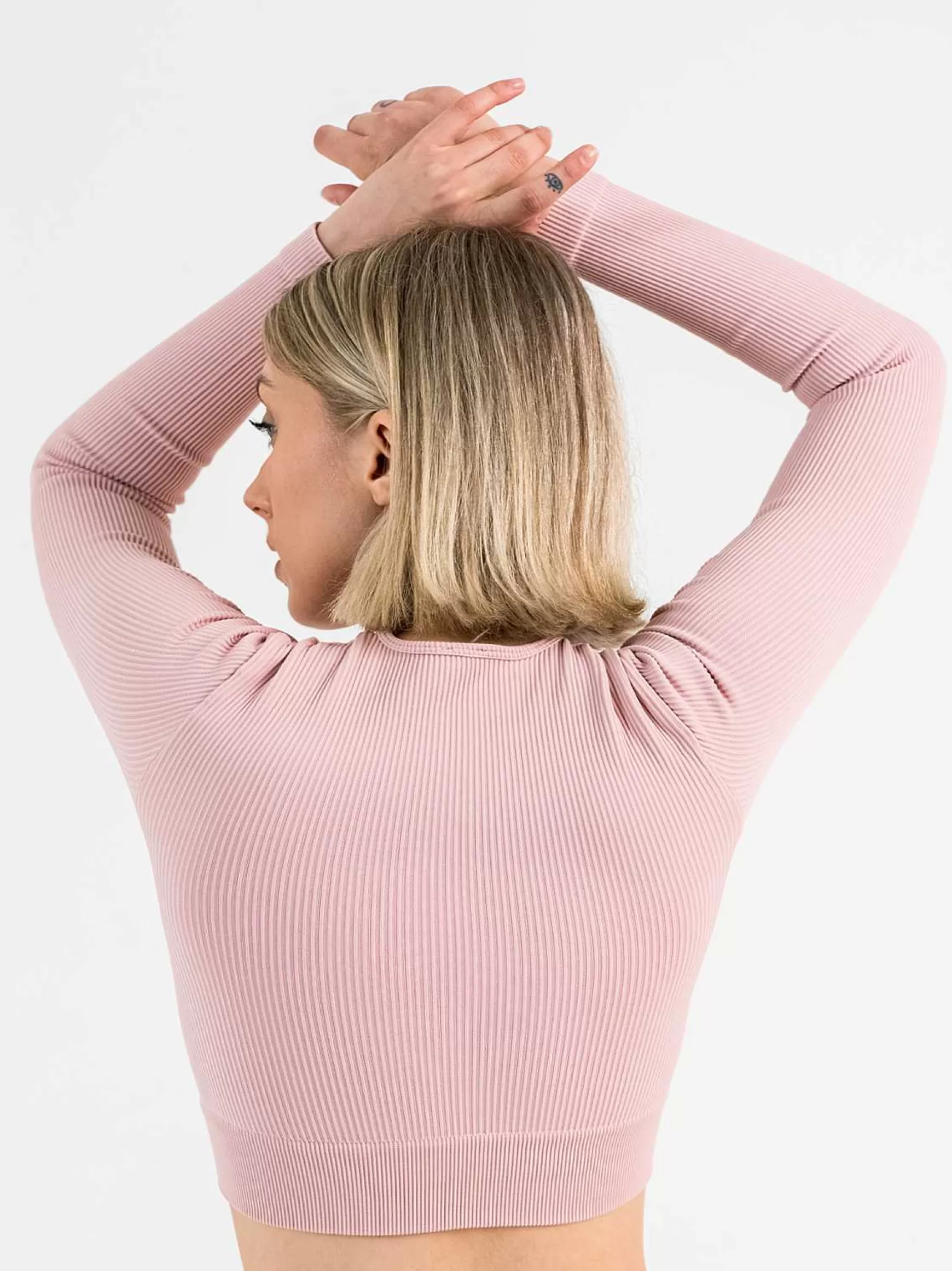 Armonika Crop Top Sportswear Donna In Microfibra Rosa Effetto Push Up Modellante E Contenitivo A Costine*Invertika Cheap