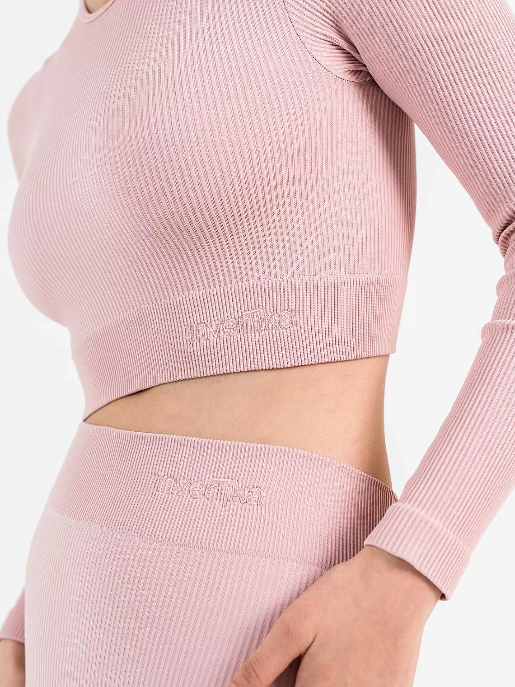 Armonika Crop Top Sportswear Donna In Microfibra Rosa Effetto Push Up Modellante E Contenitivo A Costine*Invertika Cheap