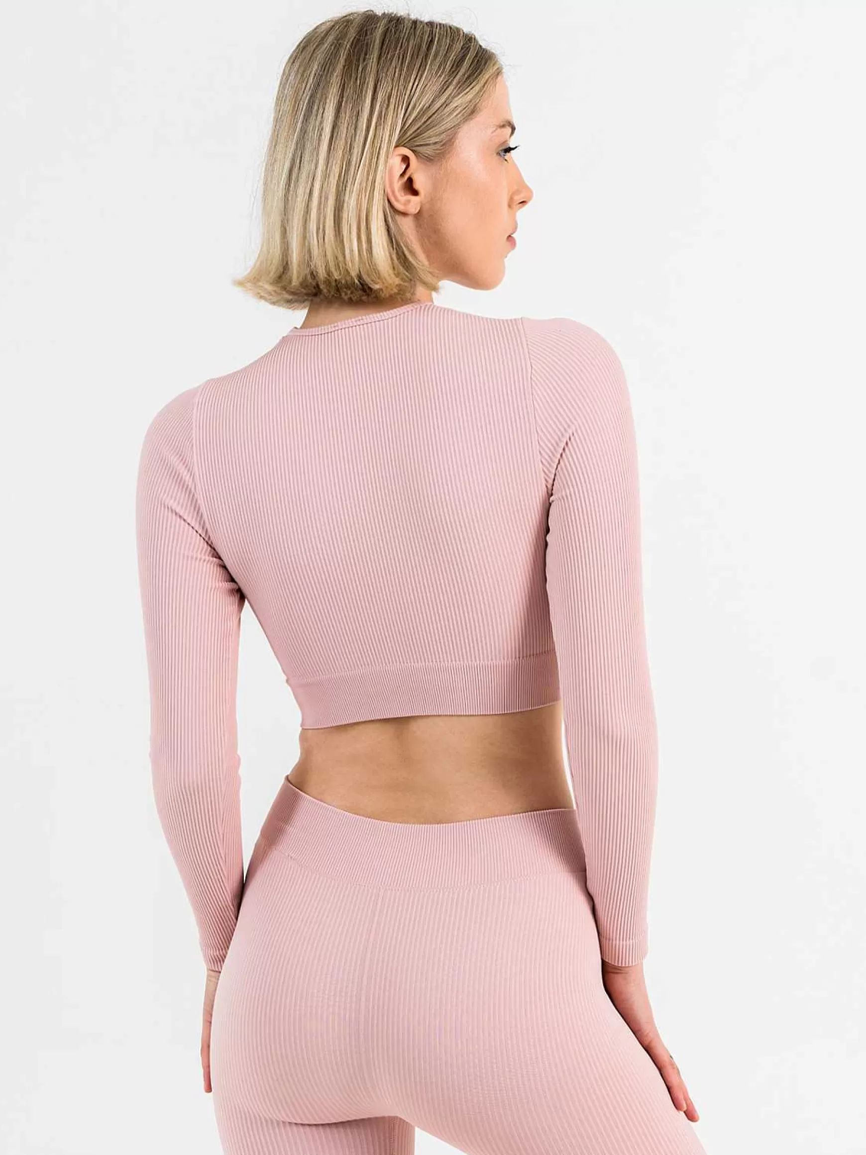 Armonika Crop Top Sportswear Donna In Microfibra Rosa Effetto Push Up Modellante E Contenitivo A Costine*Invertika Cheap