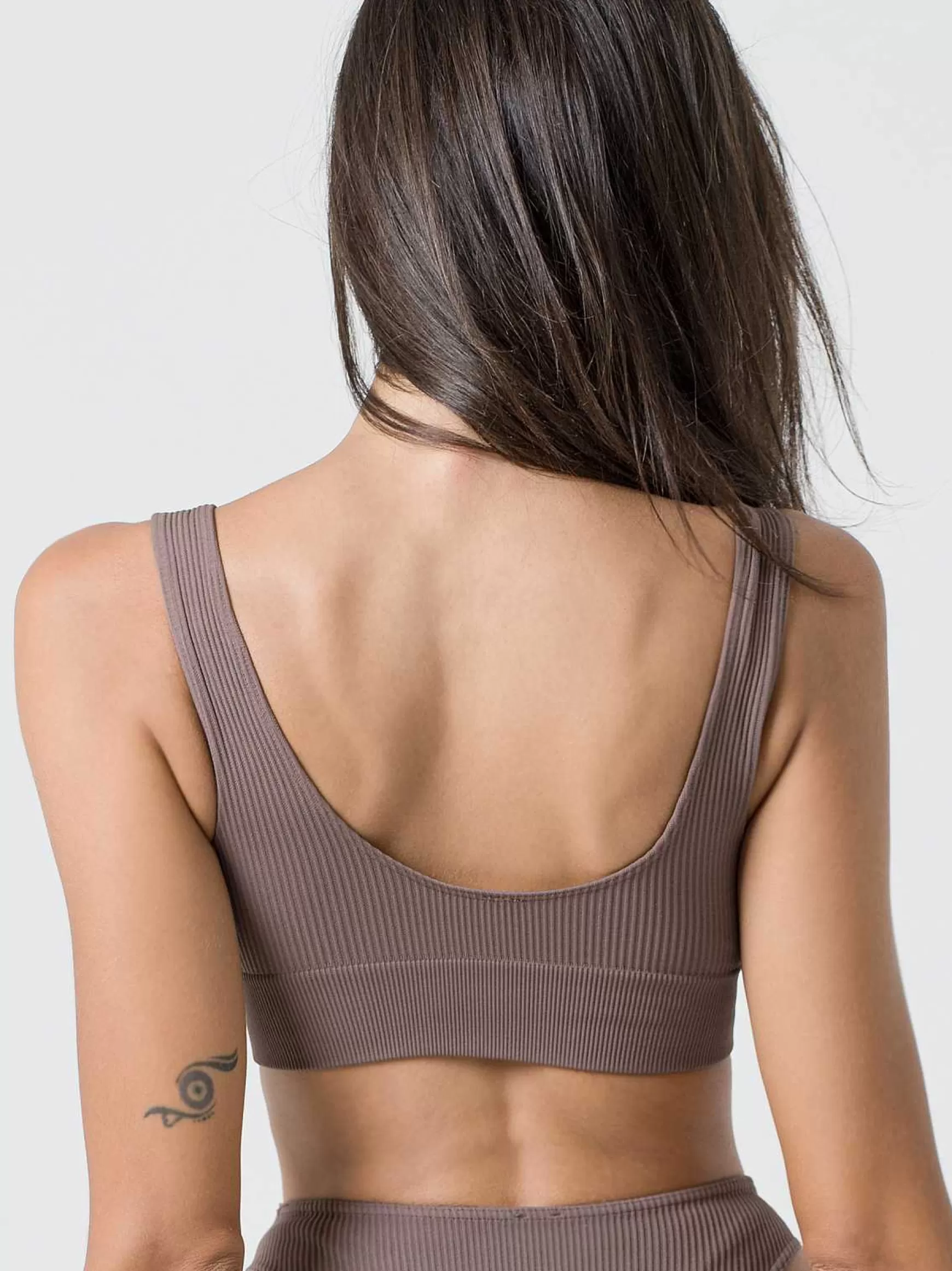 Armonika Top Sportswear Donna In Microfibra Marrone Effetto Push Up Modellante E Contenitivo A Costine*Invertika Online