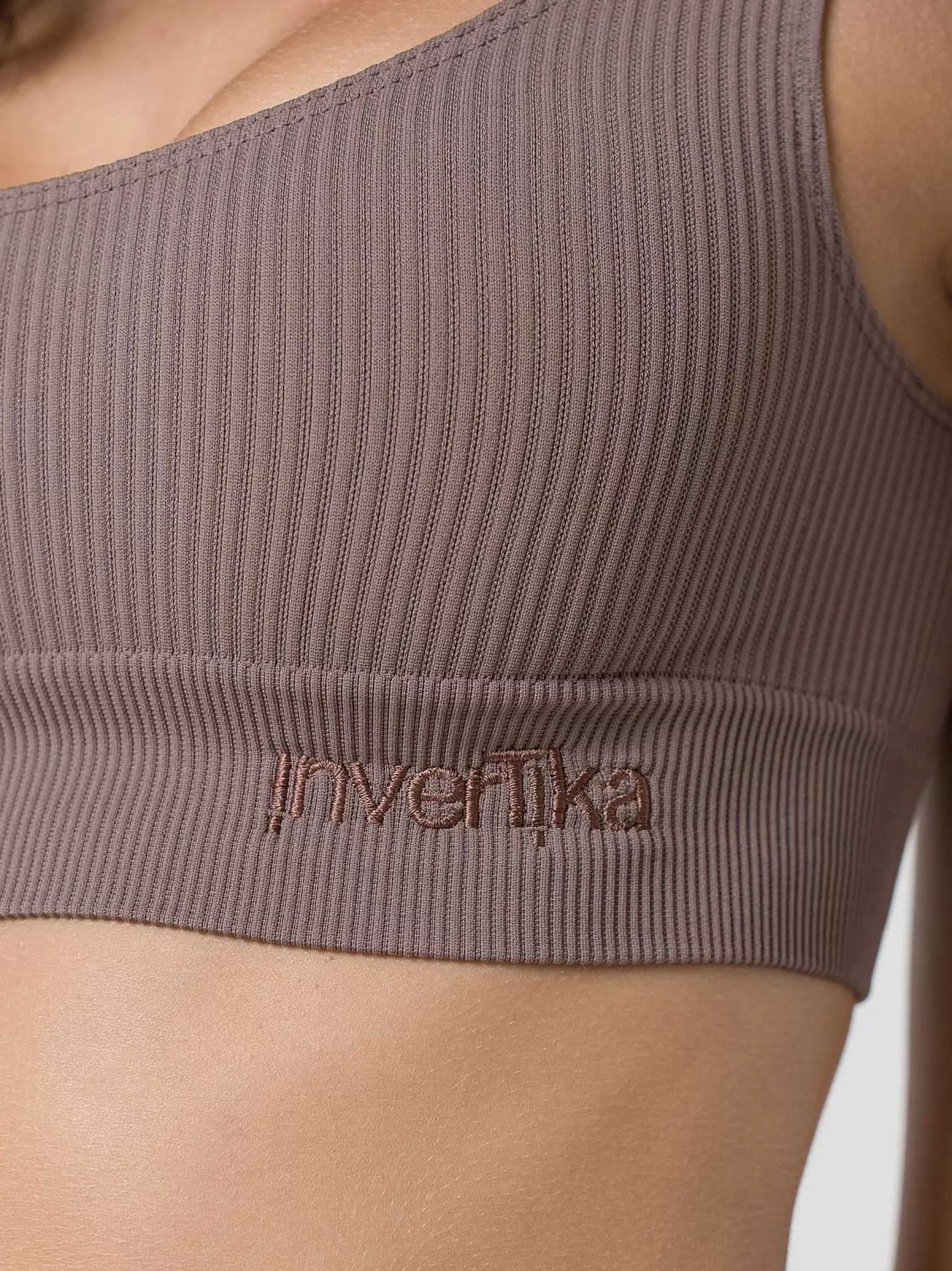 Armonika Top Sportswear Donna In Microfibra Marrone Effetto Push Up Modellante E Contenitivo A Costine*Invertika Online