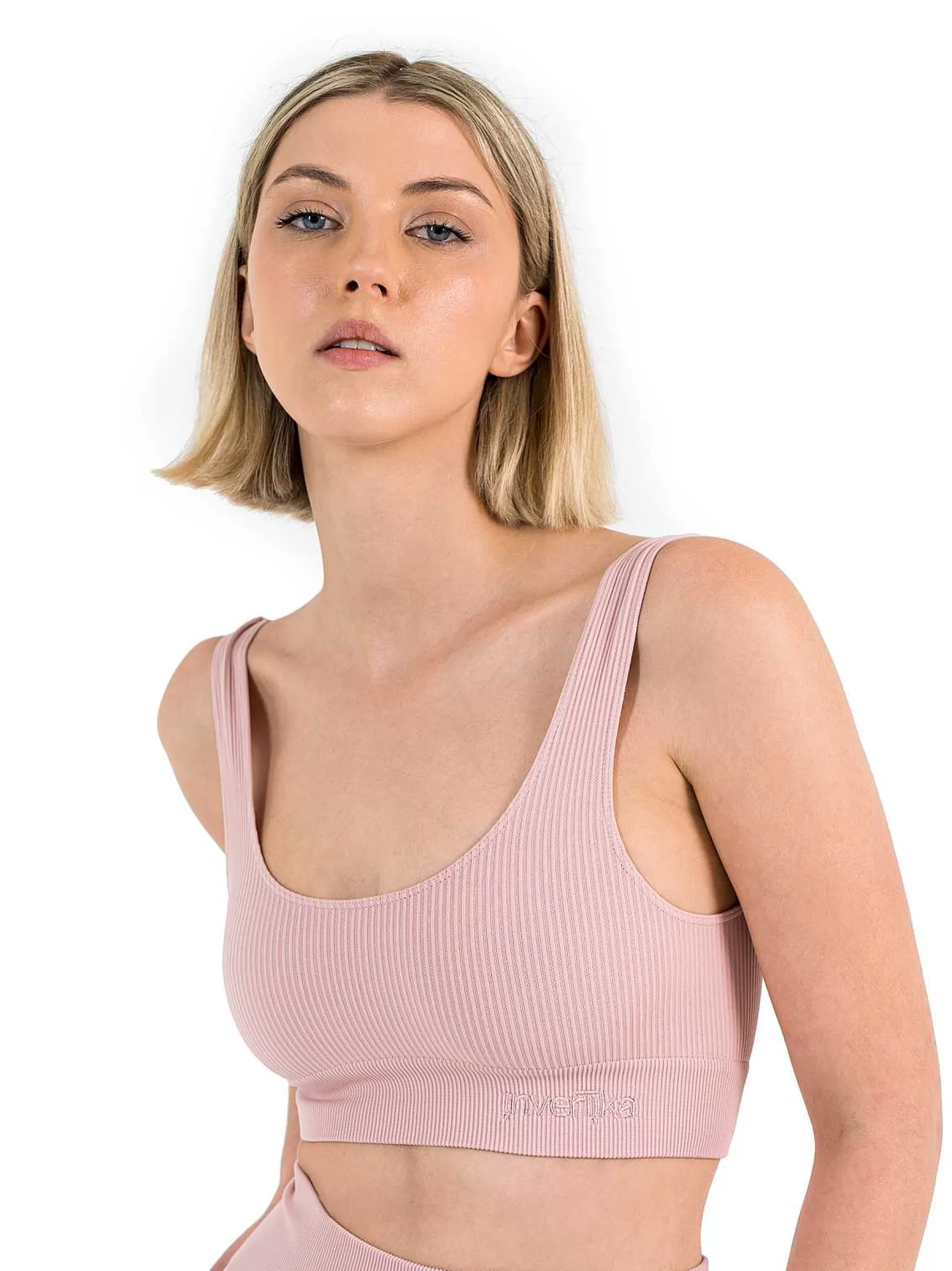 Armonika Top Sportswear Donna In Microfibra Rosa Effetto Push Up Modellante E Contenitivo A Costine*Invertika New