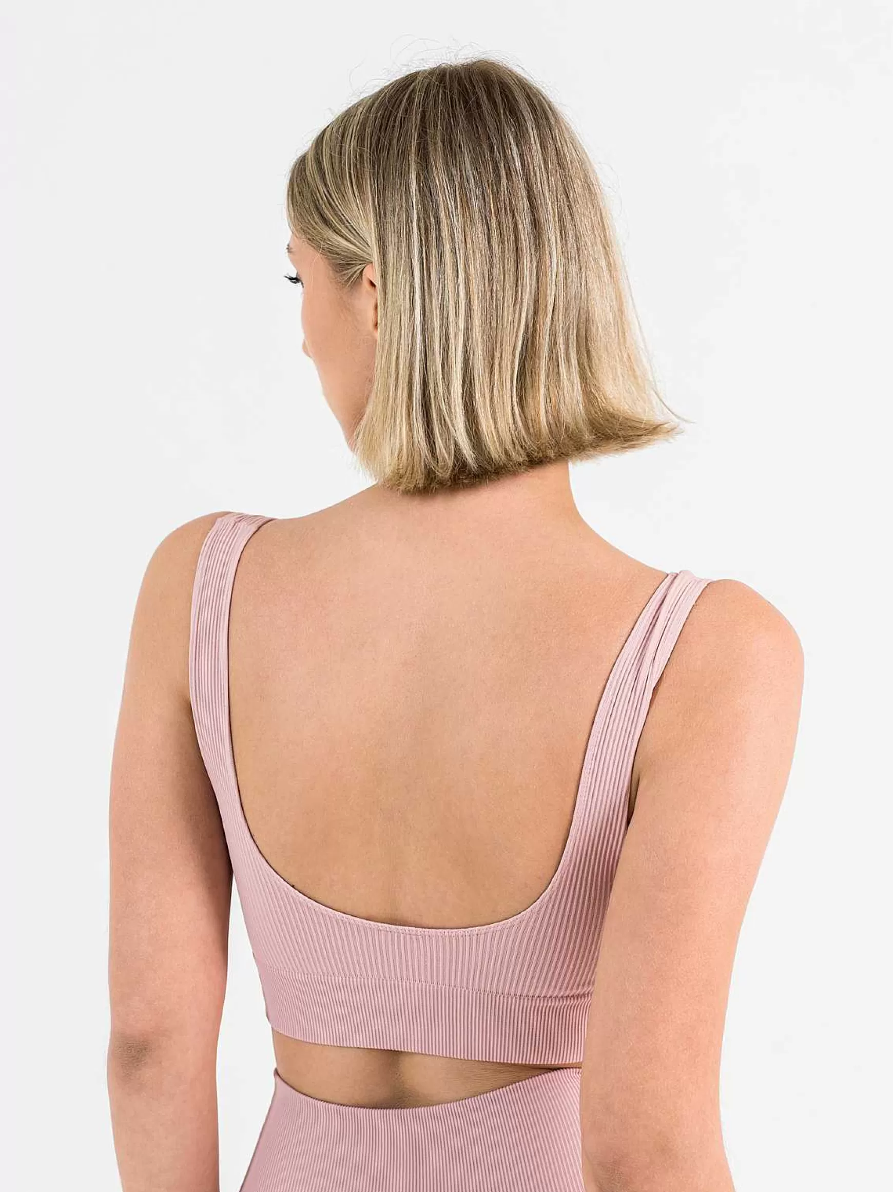 Armonika Top Sportswear Donna In Microfibra Rosa Effetto Push Up Modellante E Contenitivo A Costine*Invertika New