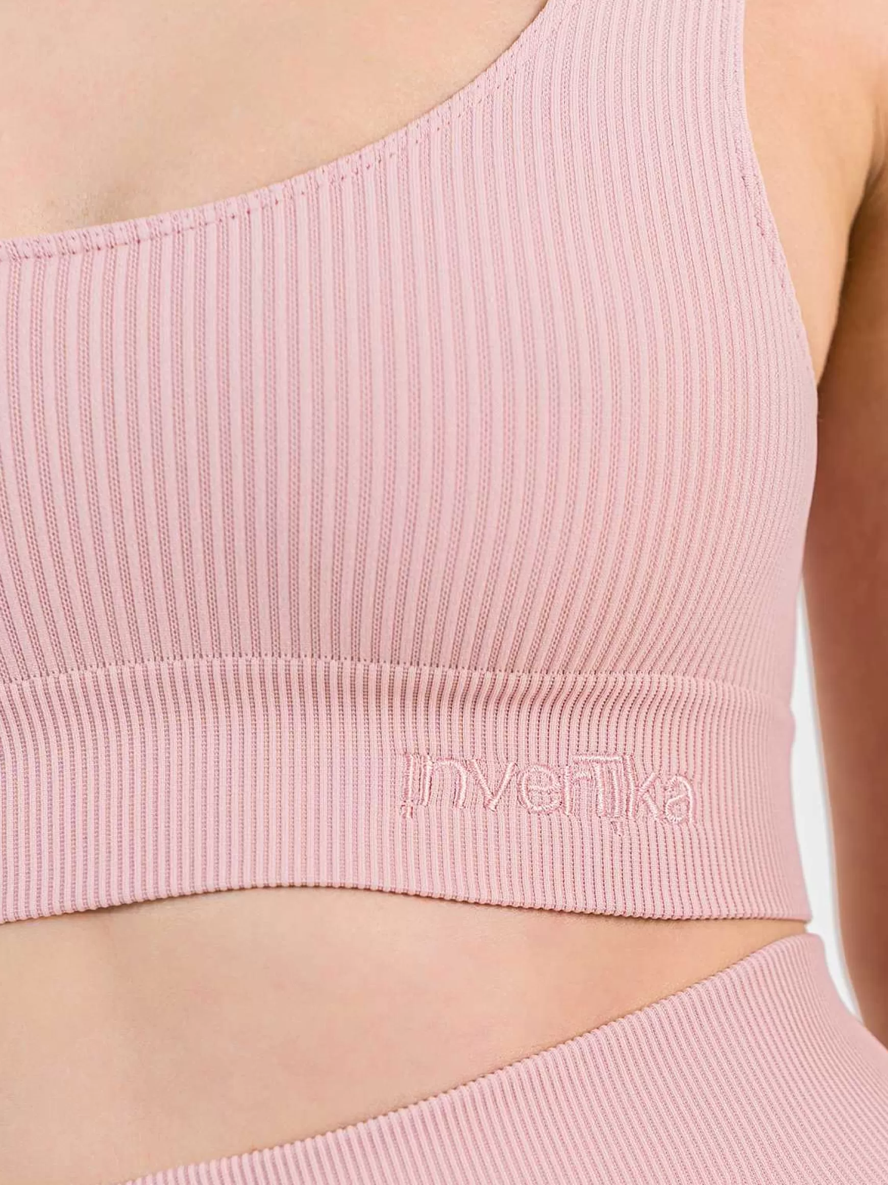 Armonika Top Sportswear Donna In Microfibra Rosa Effetto Push Up Modellante E Contenitivo A Costine*Invertika New