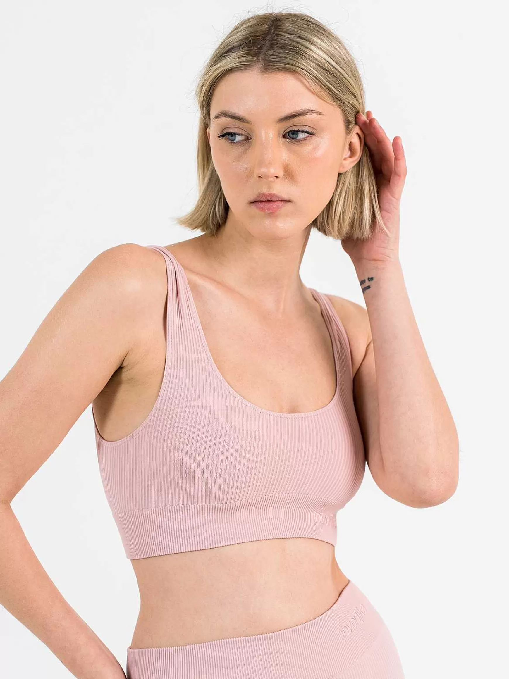 Armonika Top Sportswear Donna In Microfibra Rosa Effetto Push Up Modellante E Contenitivo A Costine*Invertika New