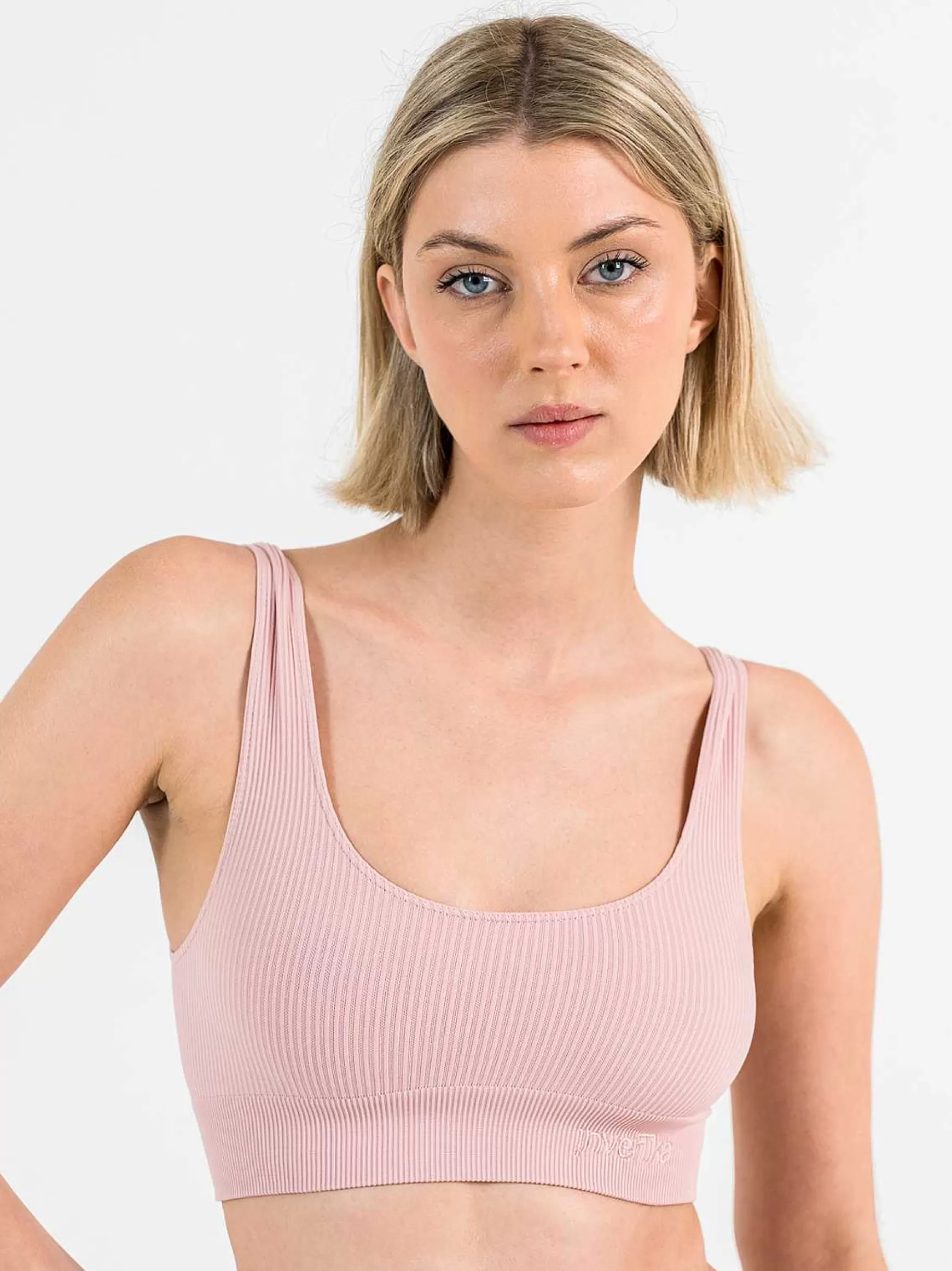 Armonika Top Sportswear Donna In Microfibra Rosa Effetto Push Up Modellante E Contenitivo A Costine*Invertika New