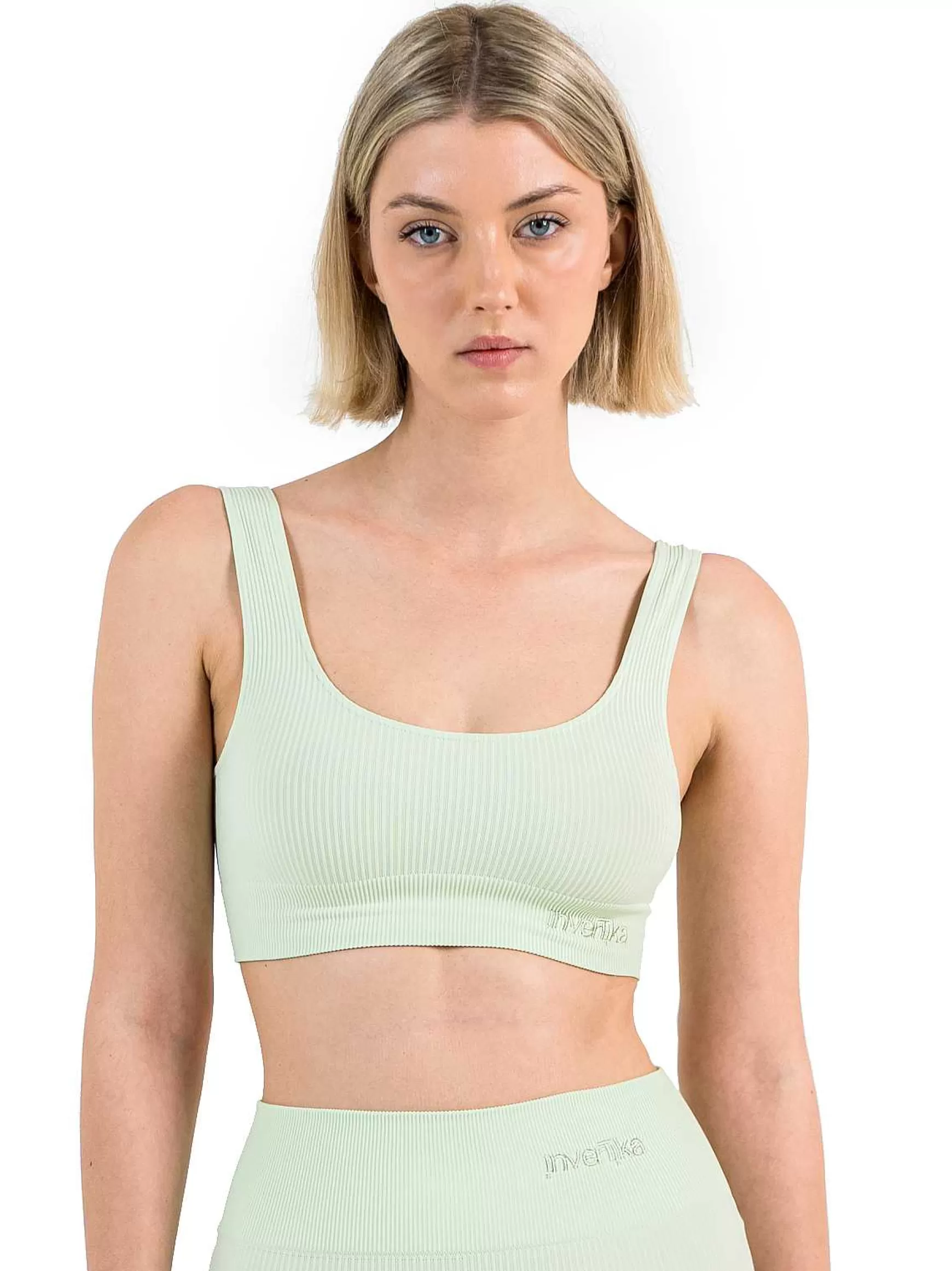 Armonika Top Sportswear Donna In Microfibra Verde Effetto Push Up Modellante E Contenitivo A Costine*Invertika Online