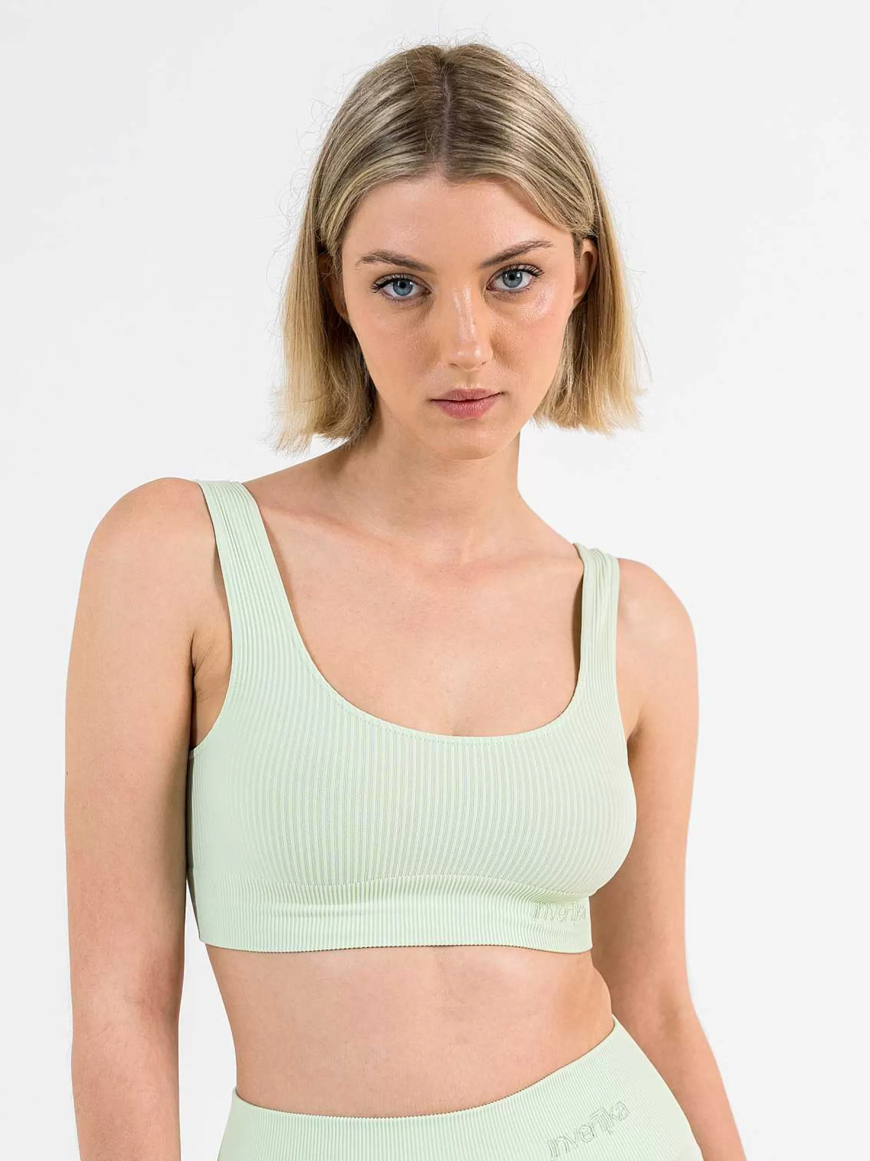 Armonika Top Sportswear Donna In Microfibra Verde Effetto Push Up Modellante E Contenitivo A Costine*Invertika Online