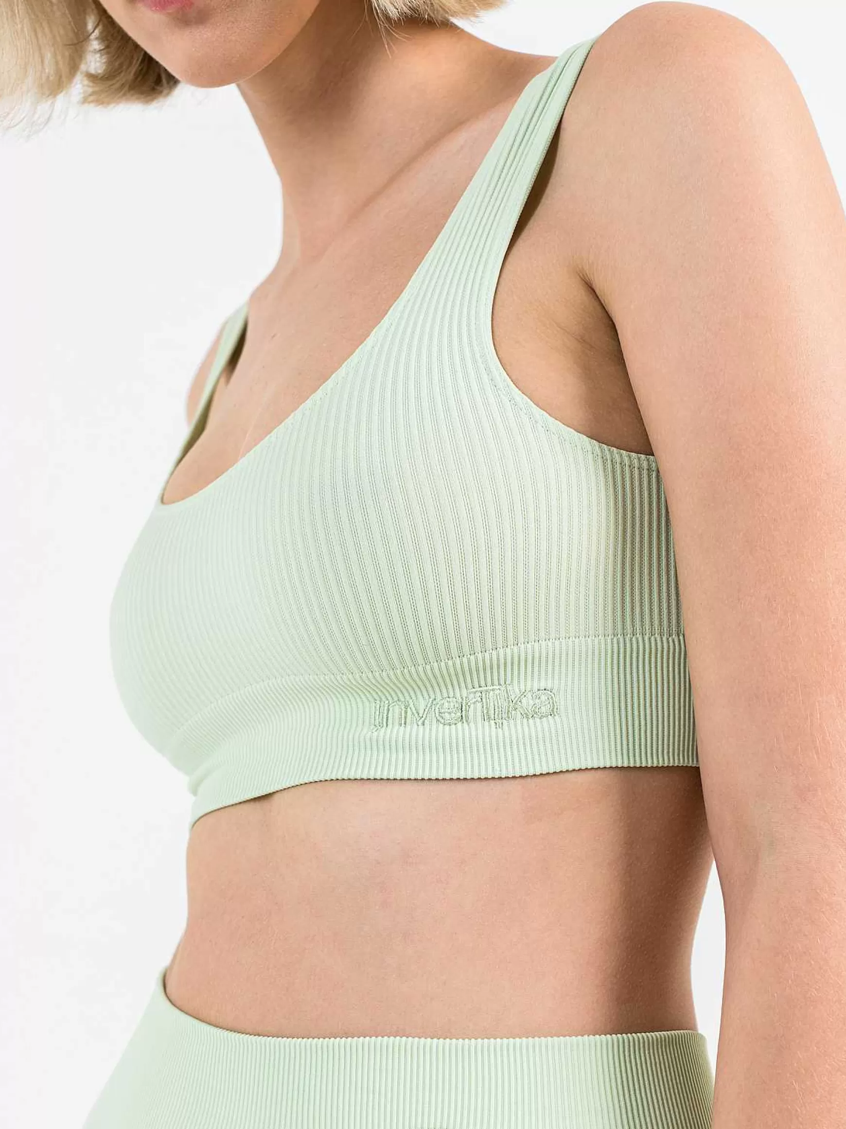 Armonika Top Sportswear Donna In Microfibra Verde Effetto Push Up Modellante E Contenitivo A Costine*Invertika Online