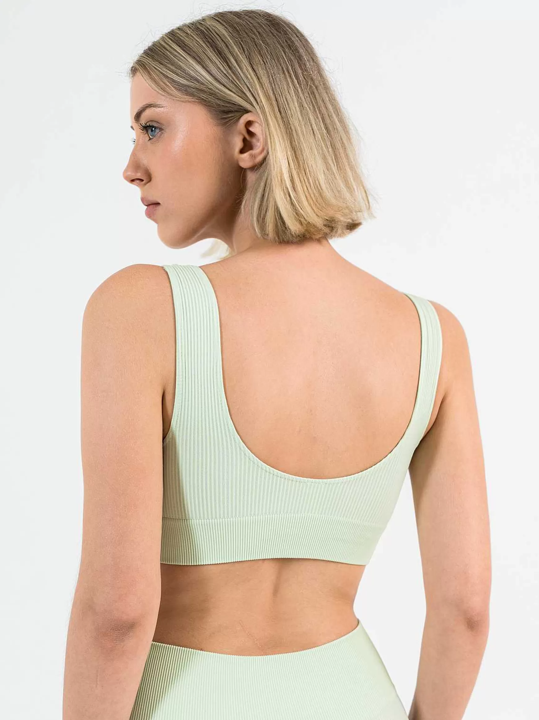 Armonika Top Sportswear Donna In Microfibra Verde Effetto Push Up Modellante E Contenitivo A Costine*Invertika Online