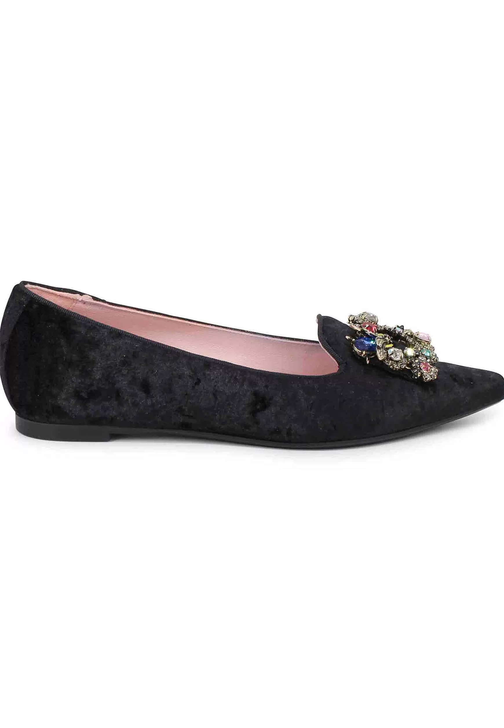 Ballerine Donna A In Velluto Nero Con Fibbia Gioiello*Ras Best Sale