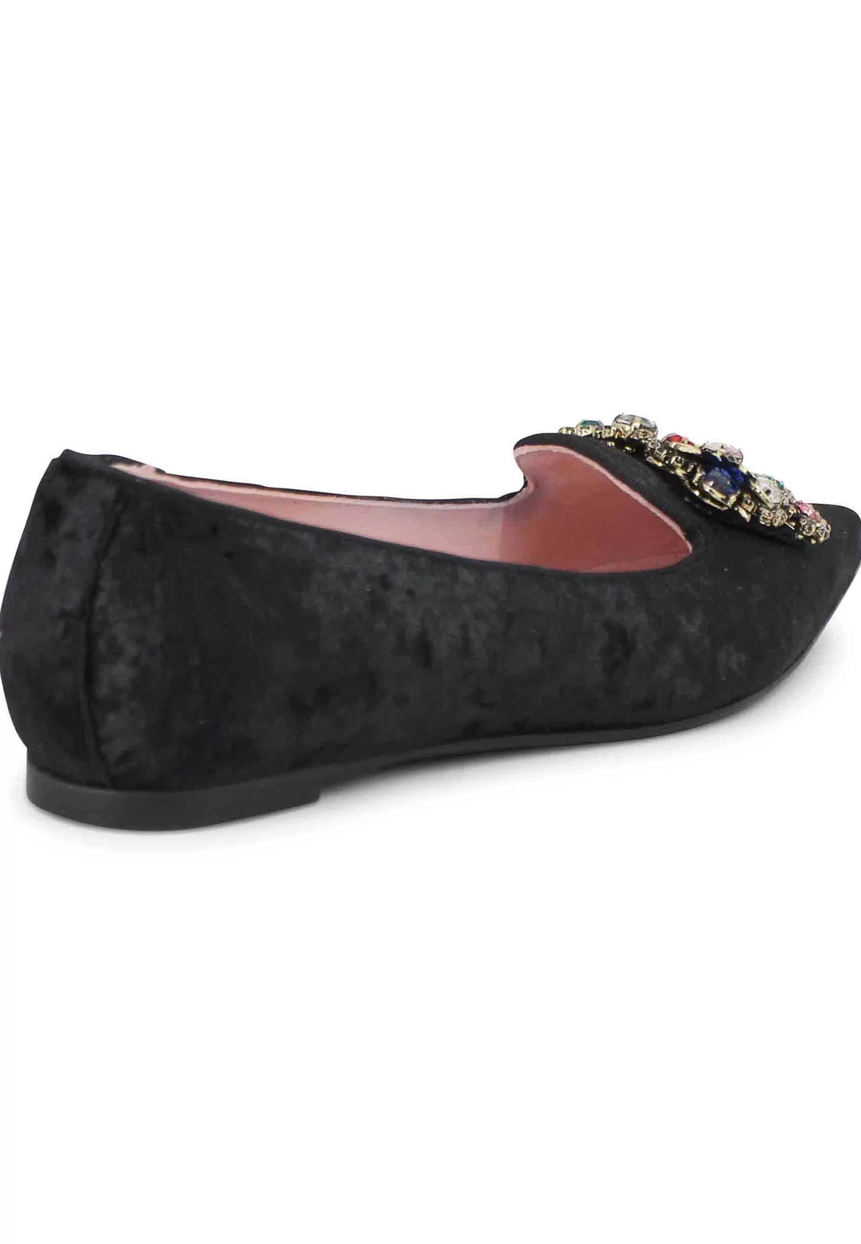 Ballerine Donna A In Velluto Nero Con Fibbia Gioiello*Ras Best Sale