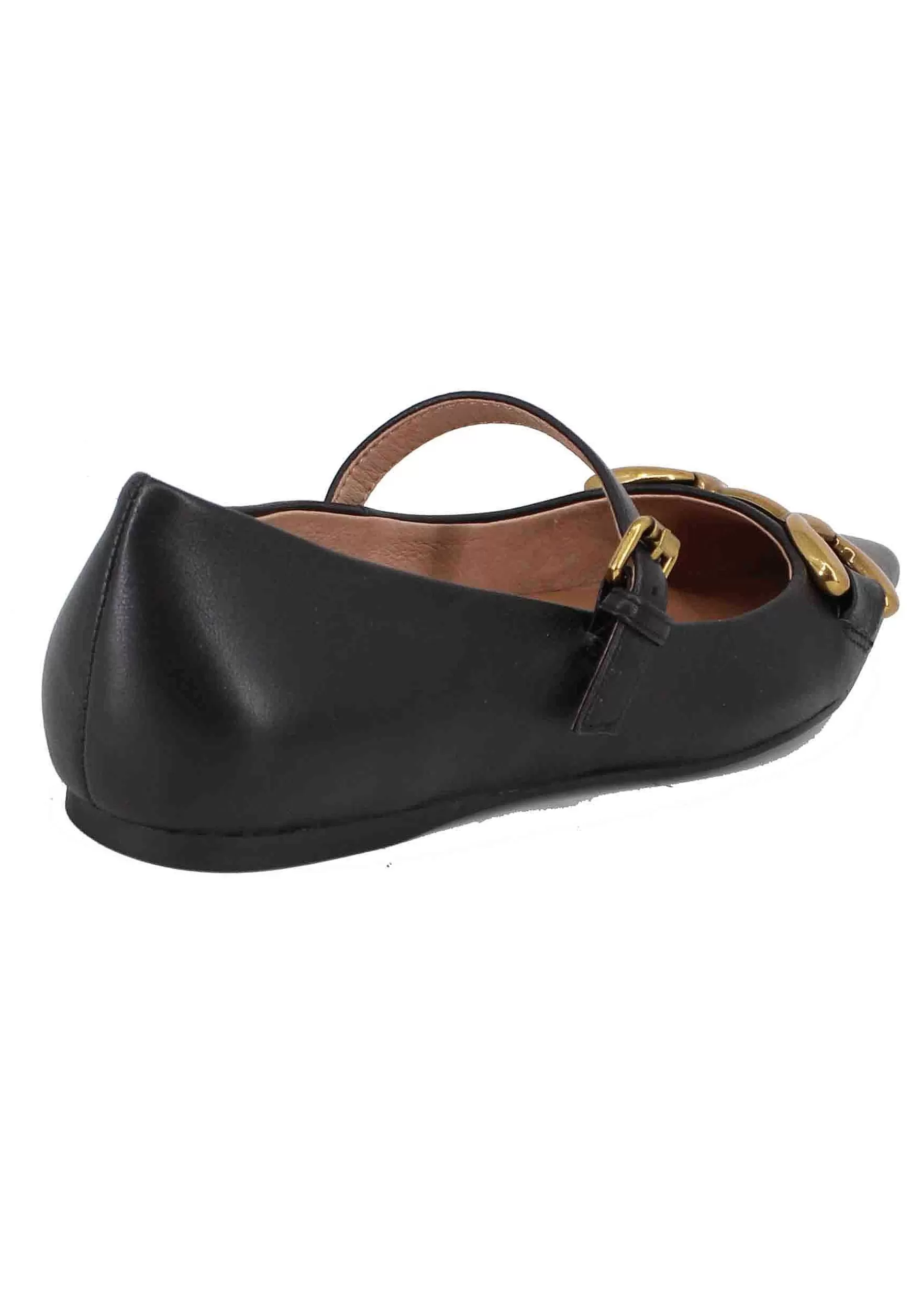 Ballerine Donna In Pelle Nera Con Morsetto E Cinturino Kiva*Bibi Lou Hot