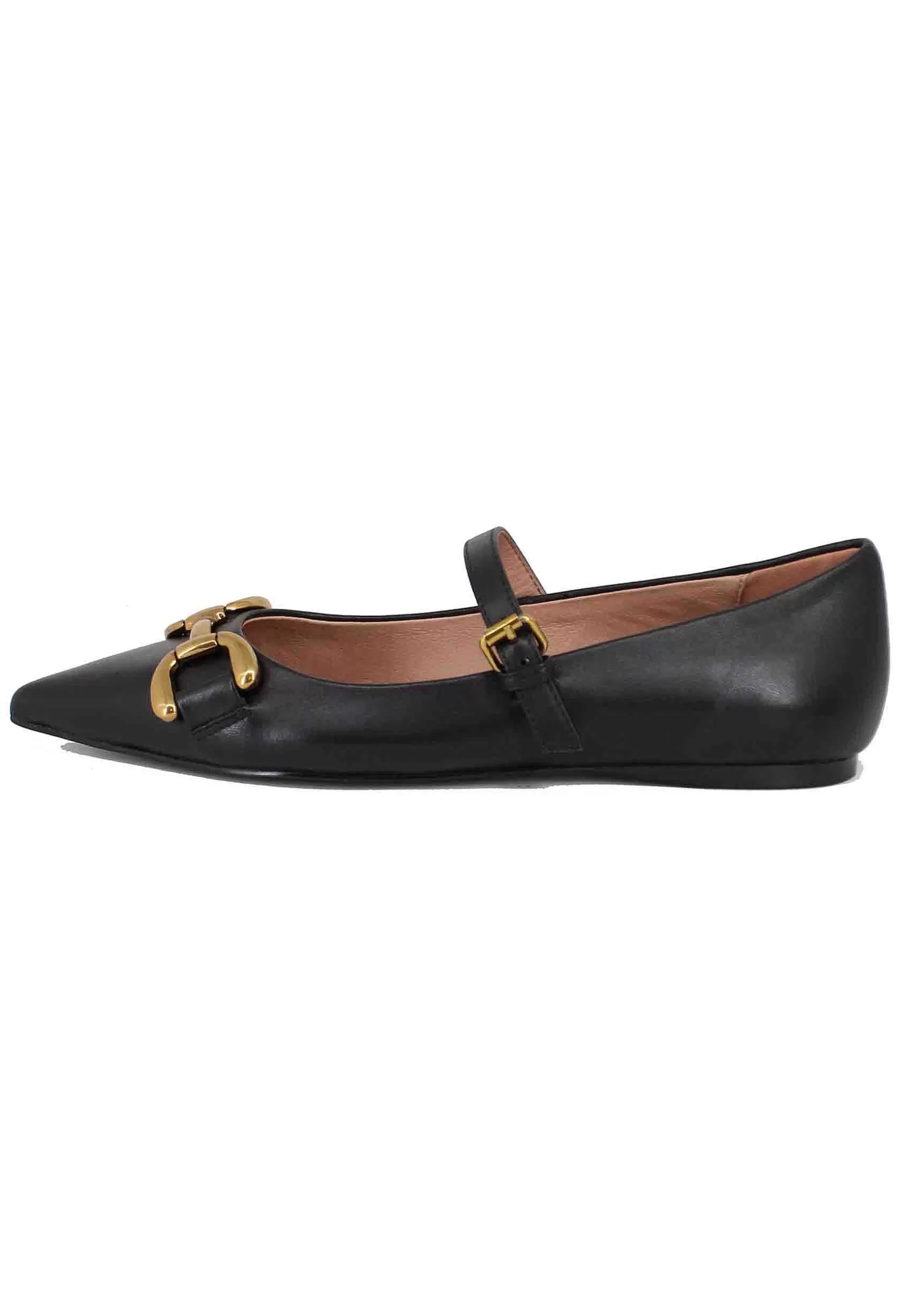 Ballerine Donna In Pelle Nera Con Morsetto E Cinturino Kiva*Bibi Lou Hot