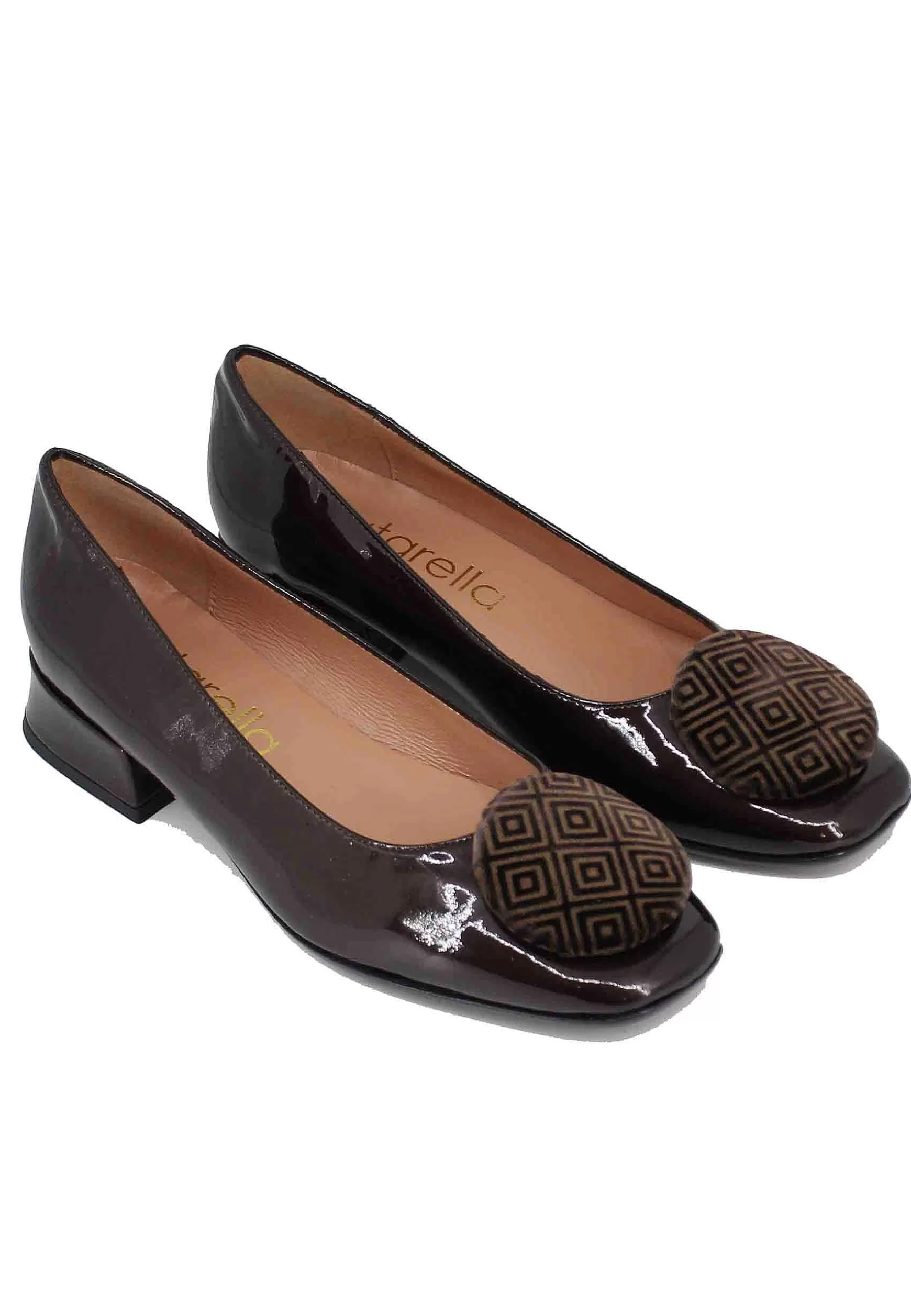 Ballerine Donna In Pelle Testa Di Moro Con Accessorio In Camoscio** Store