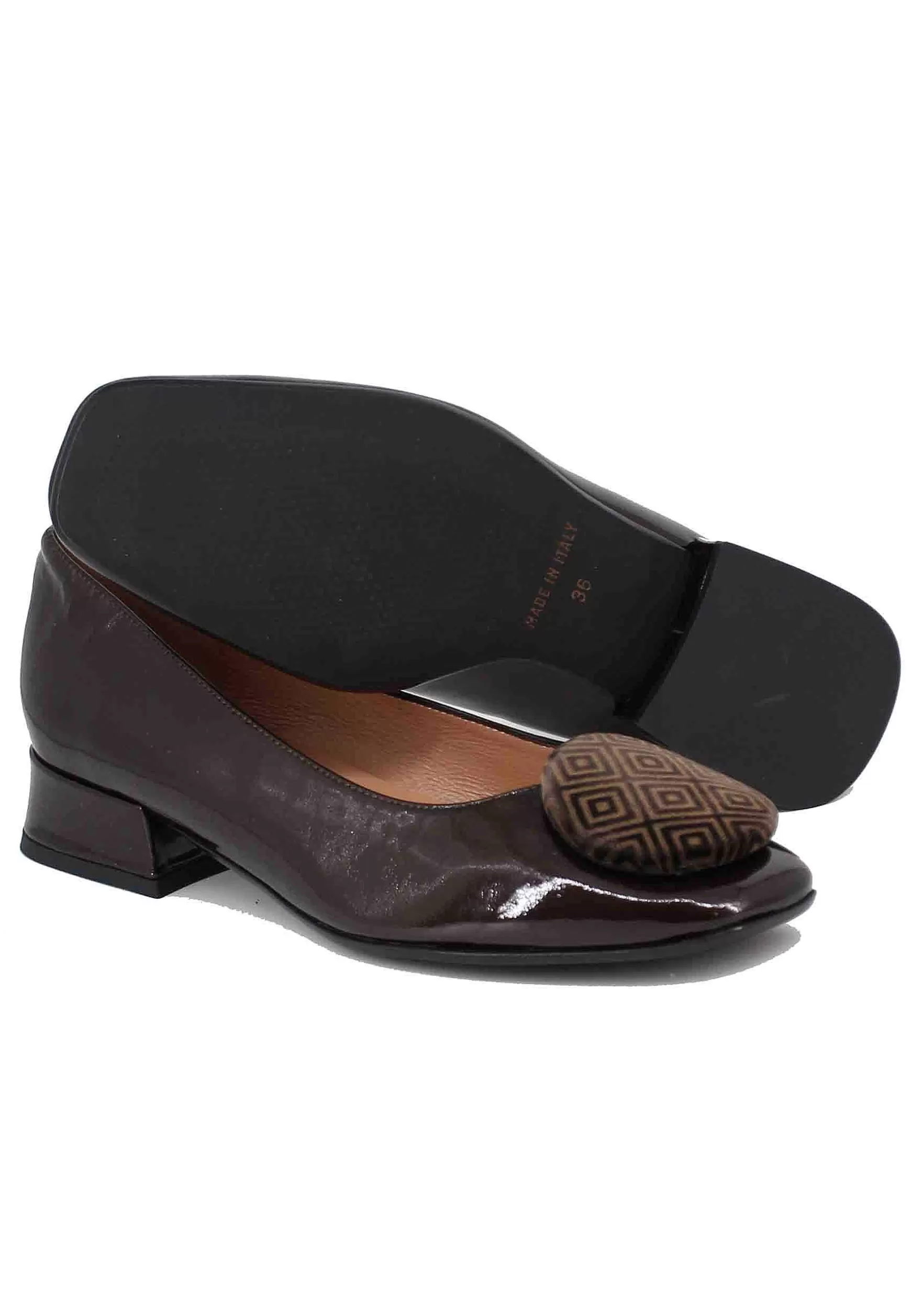 Ballerine Donna In Pelle Testa Di Moro Con Accessorio In Camoscio** Store