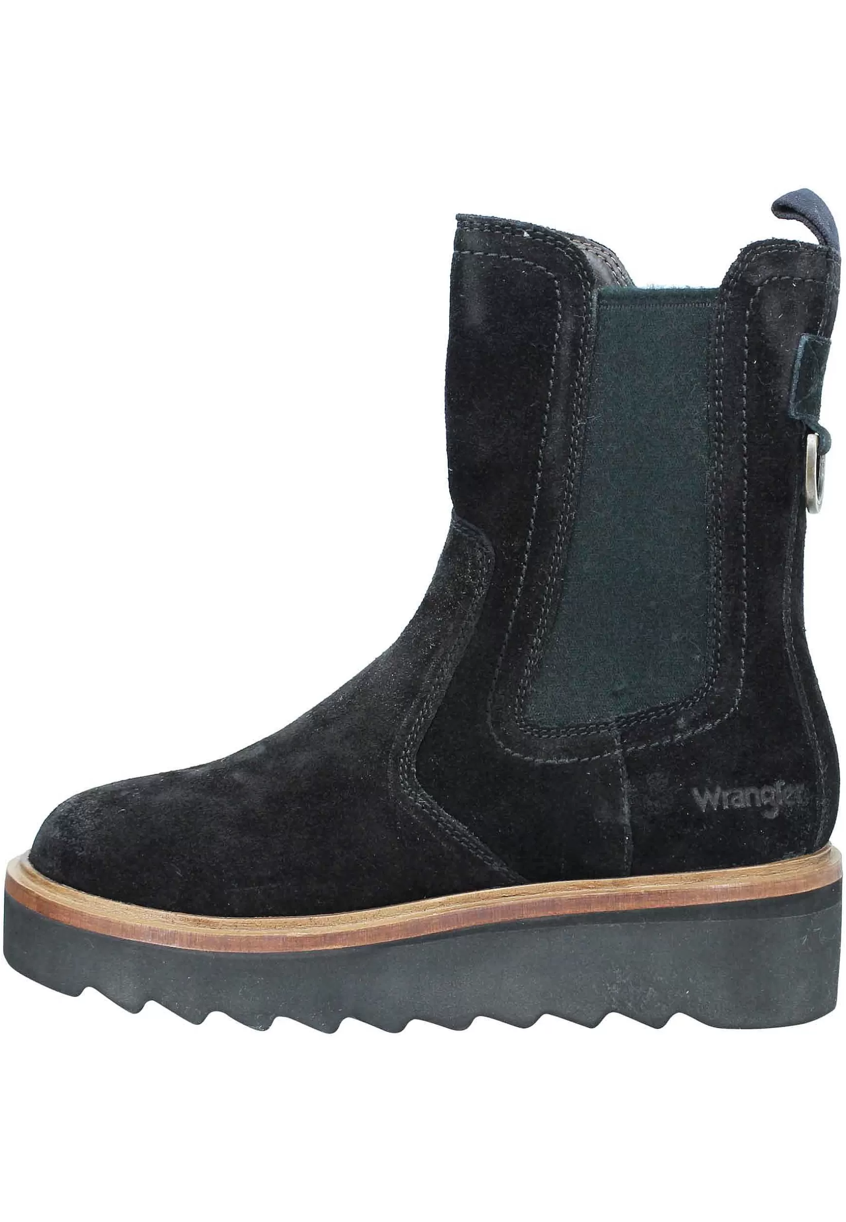 Beatles Donna Jane Chelsea In Camoscio Nero E Fondo Carrarmato Con Zip Laterale*Wrangler Shop