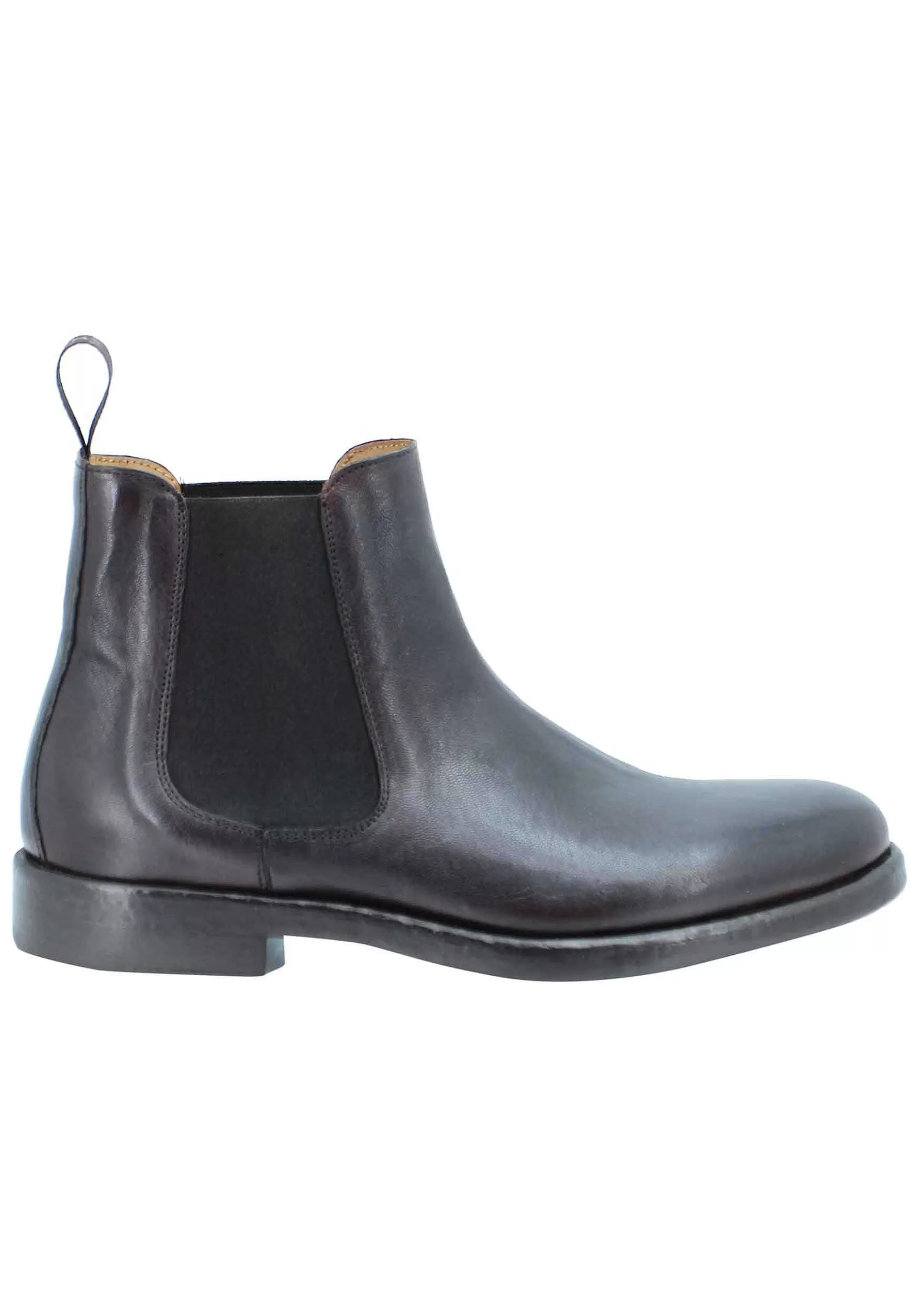 Beatles Uomo In Pelle Matta Marrone Con Suola In Gomma E Punta Tonda*Rogal Store