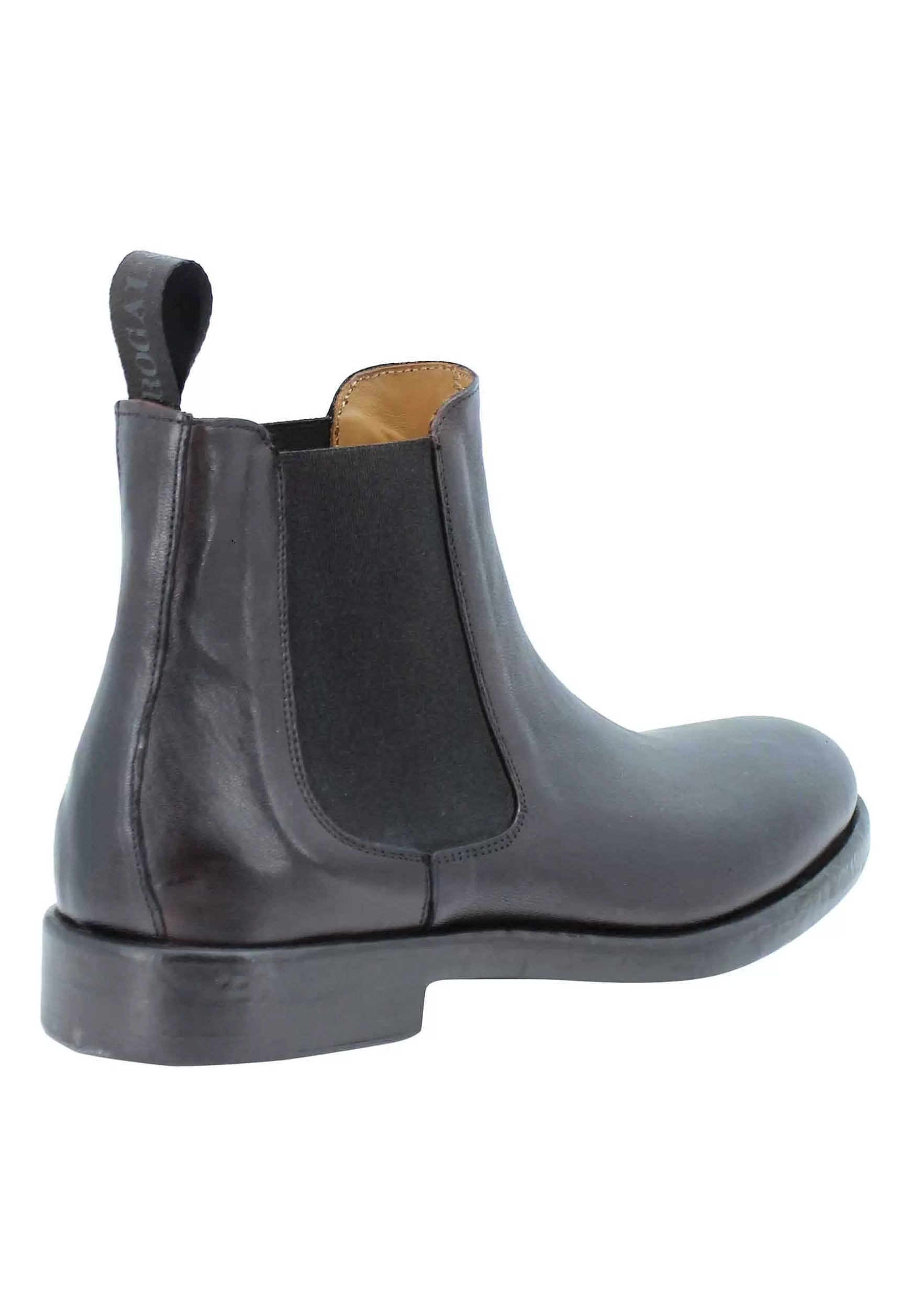 Beatles Uomo In Pelle Matta Marrone Con Suola In Gomma E Punta Tonda*Rogal Store