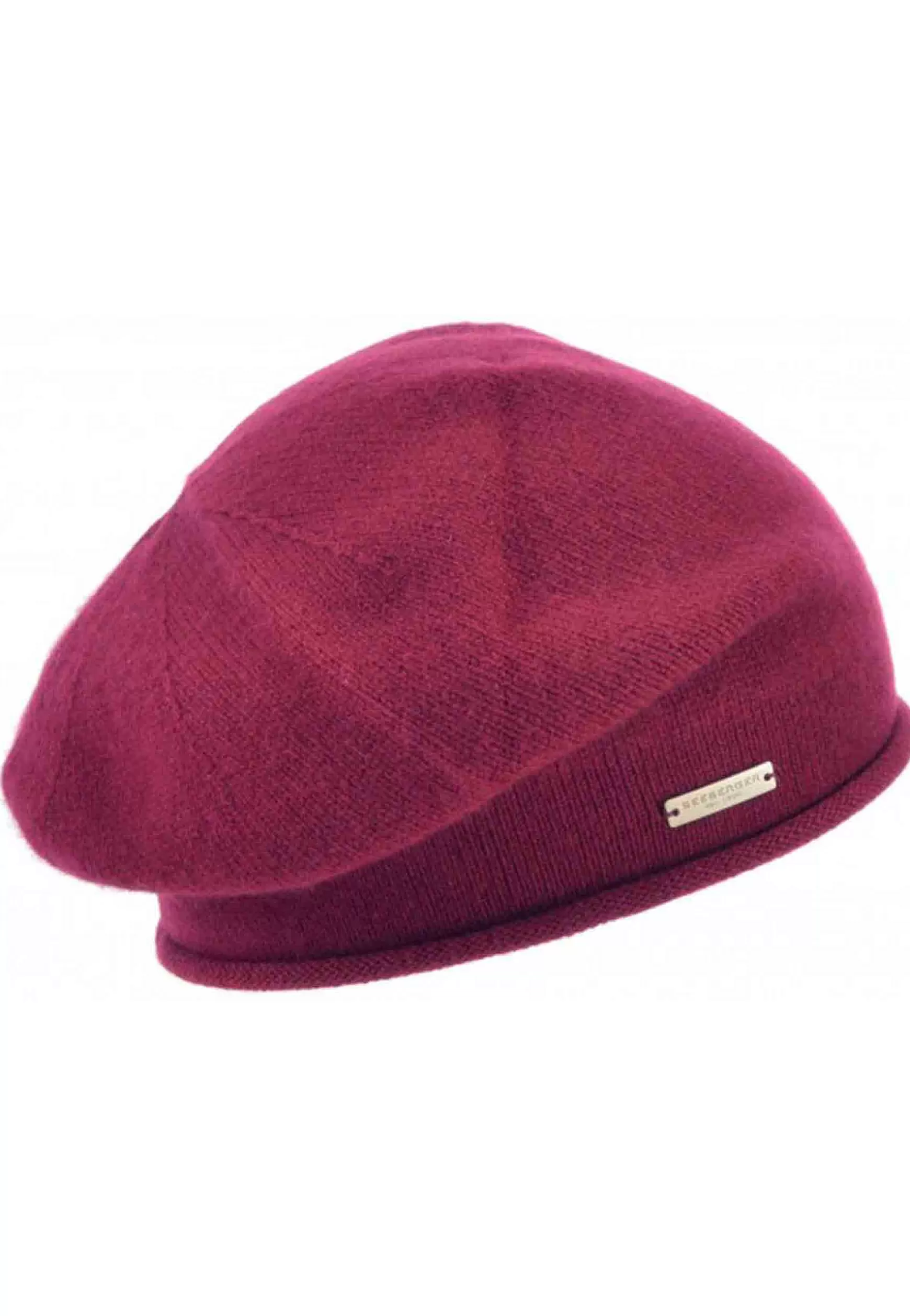 Berretto Donna In Cachemire Bordeaux Con Bordo Arrotolato*Seeberger Est 1890 Best