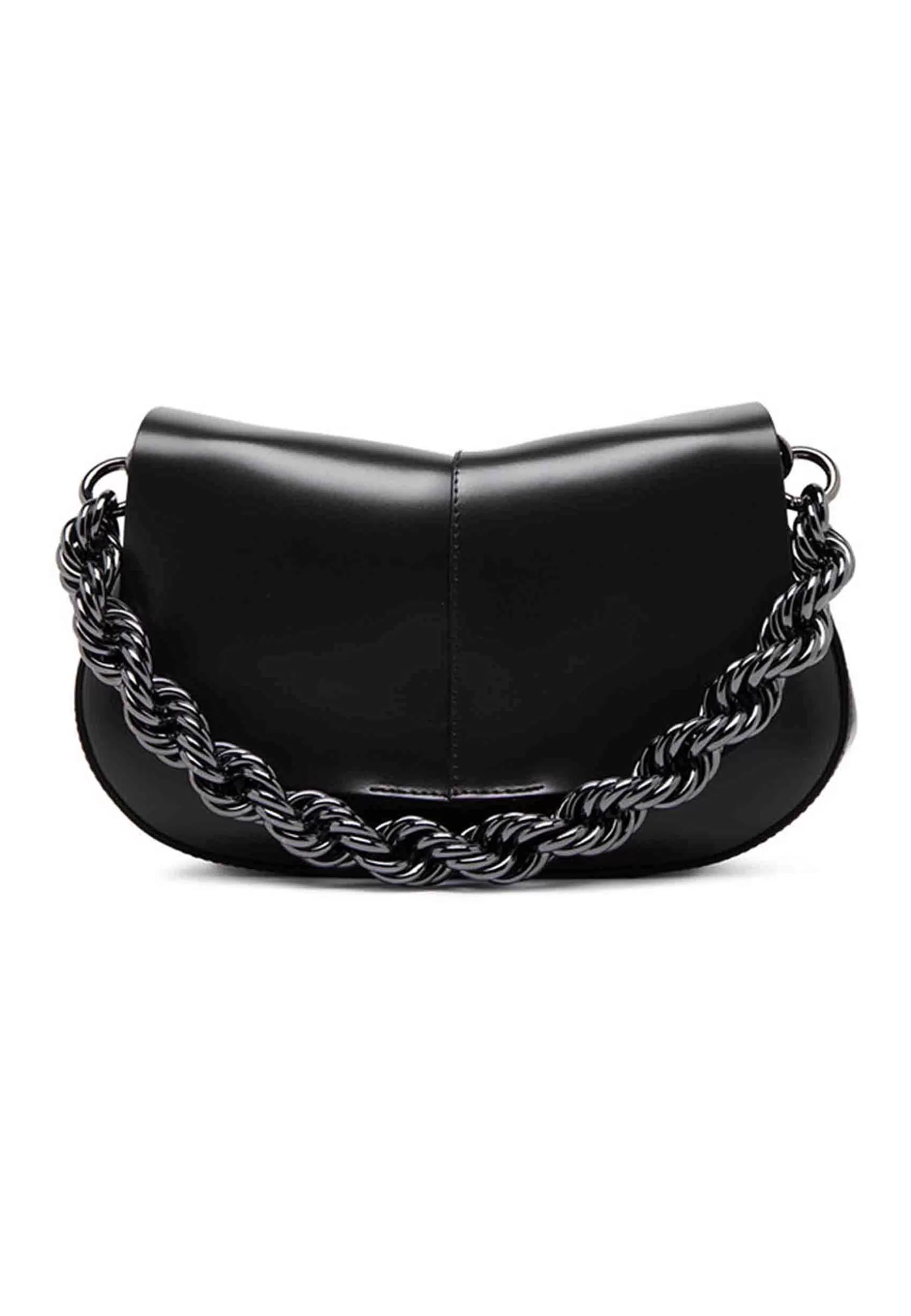 Borsa A Tracolla Donna Helena Round In Pelle Nera Con Manico In Catena*Gianni Chiarini Fashion