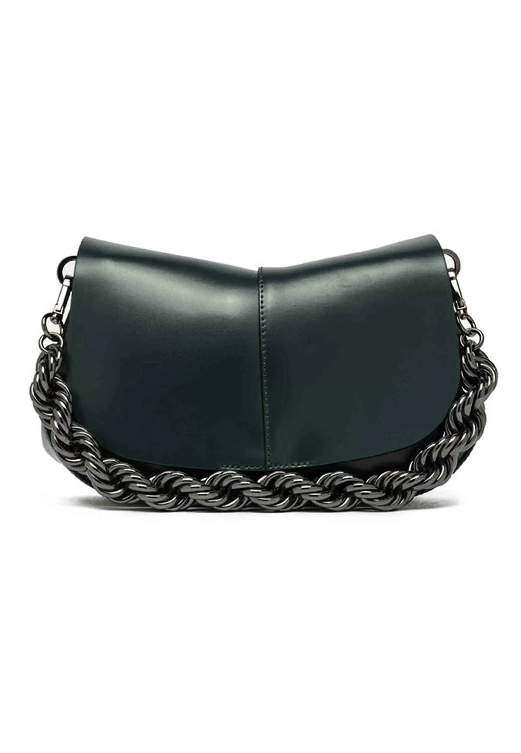 Borsa A Tracolla Donna Helena Round In Pelle Verde Con Manico In Catena*Gianni Chiarini Sale