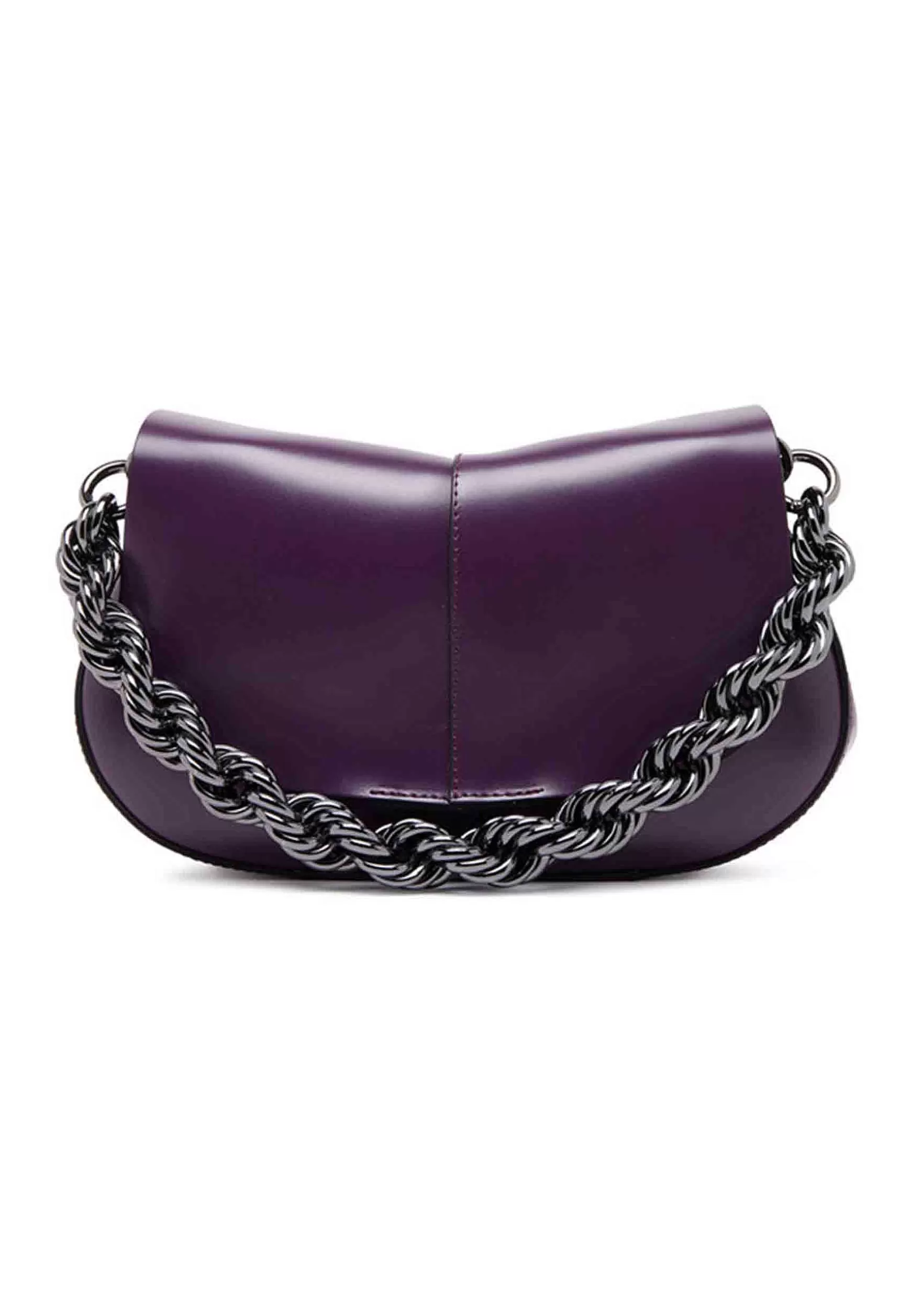 Borsa A Tracolla Donna Helena Round In Pelle Viola Con Manico In Catena*Gianni Chiarini Clearance