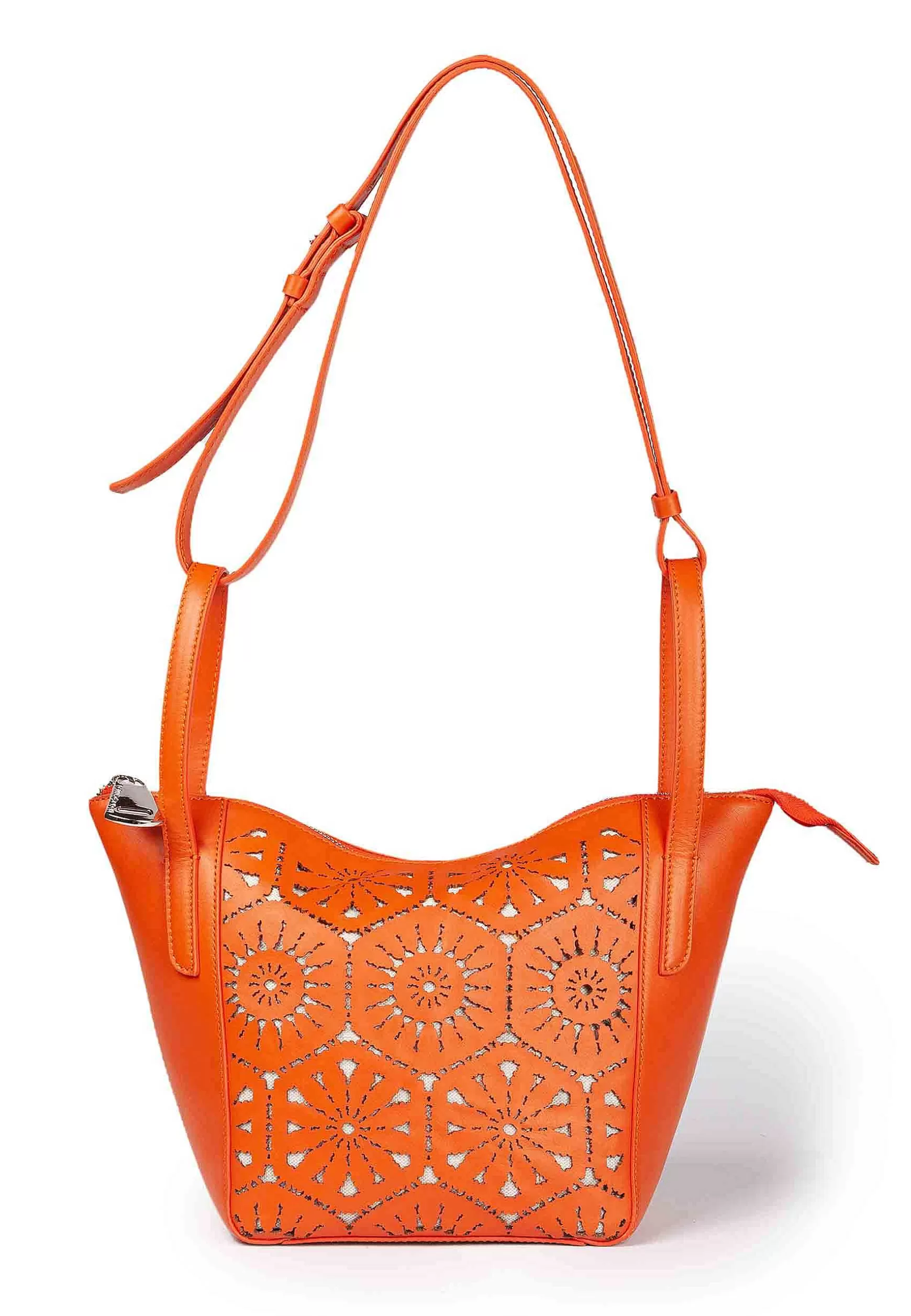 Borsa A Tracolla Donna In Pelle Laserata Arancione Con Tracolla*Roberta Gandolfi Fashion