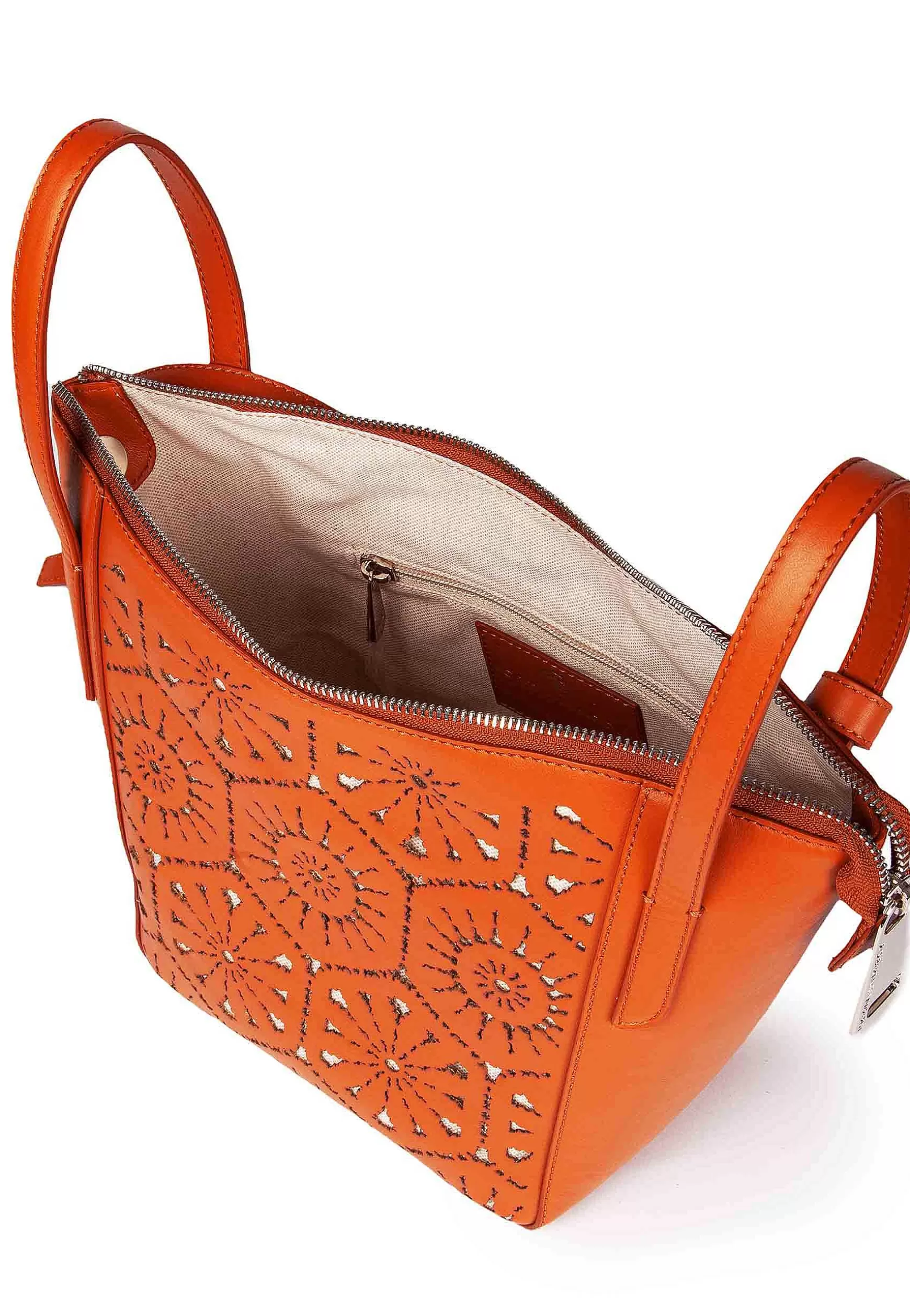 Borsa A Tracolla Donna In Pelle Laserata Arancione Con Tracolla*Roberta Gandolfi Fashion