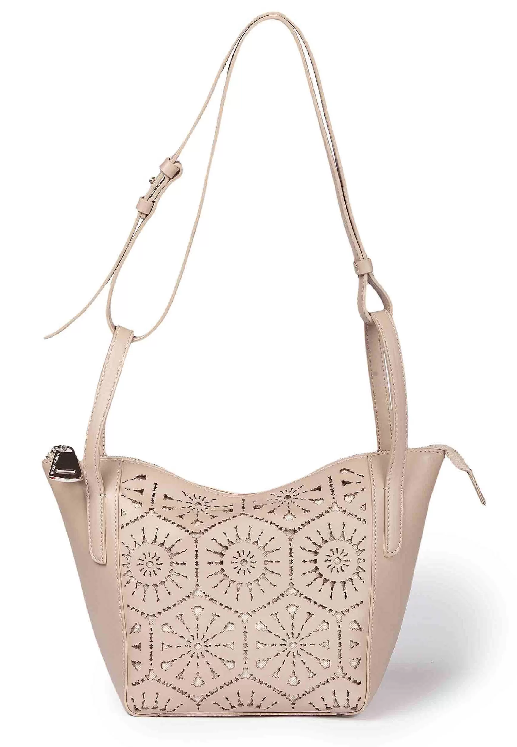 Borsa A Tracolla Donna In Pelle Laserata Beige Con Tracolla*Roberta Gandolfi Shop