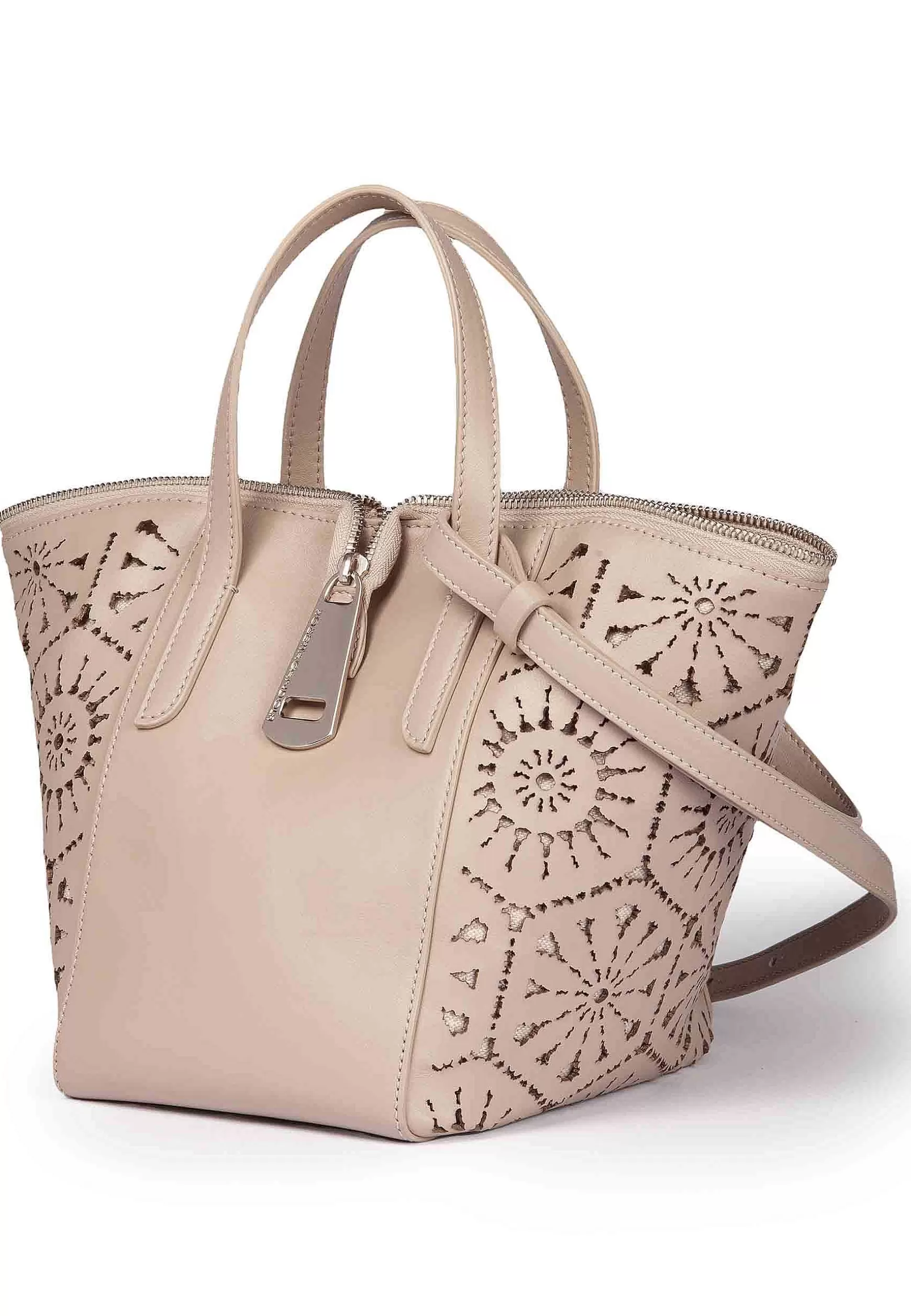 Borsa A Tracolla Donna In Pelle Laserata Beige Con Tracolla*Roberta Gandolfi Shop