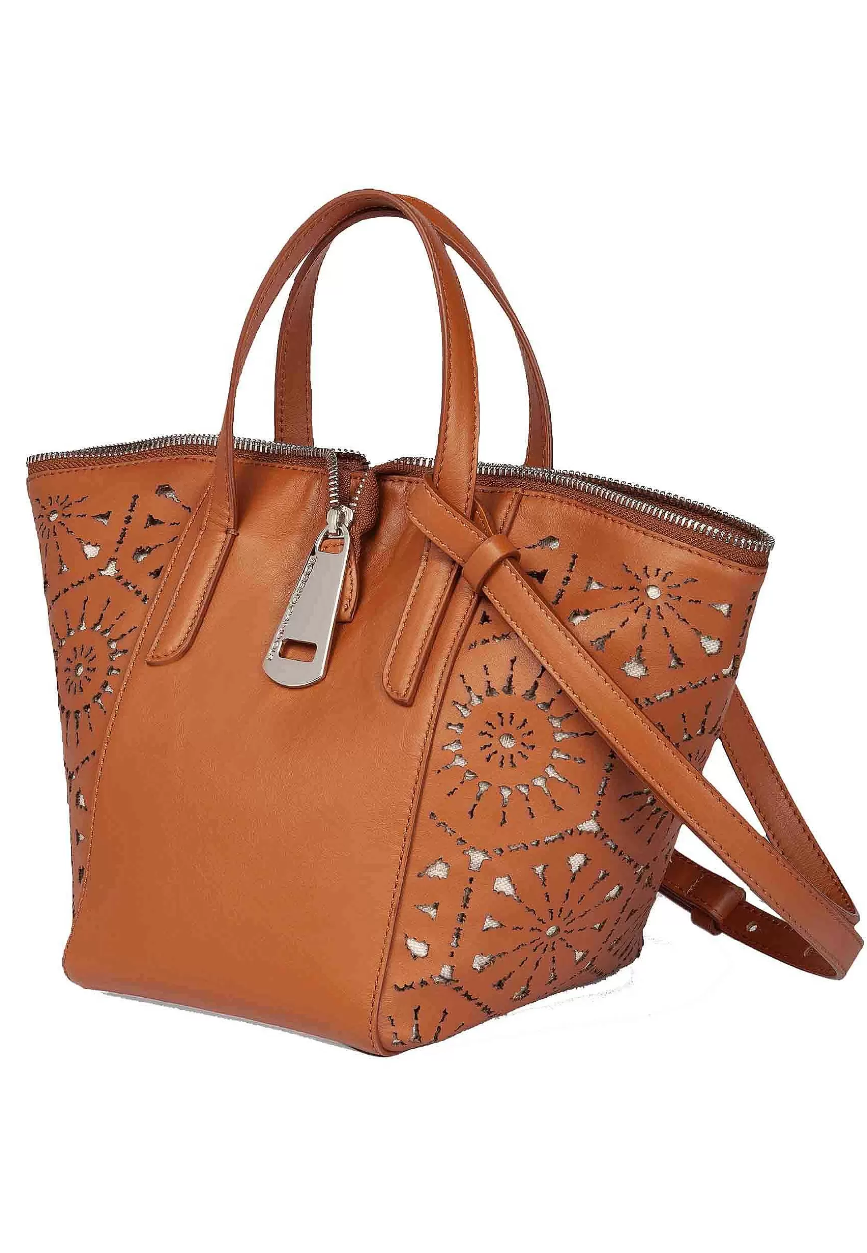 Borsa A Tracolla Donna In Pelle Laserata Cuoio Con Tracolla*Roberta Gandolfi Online