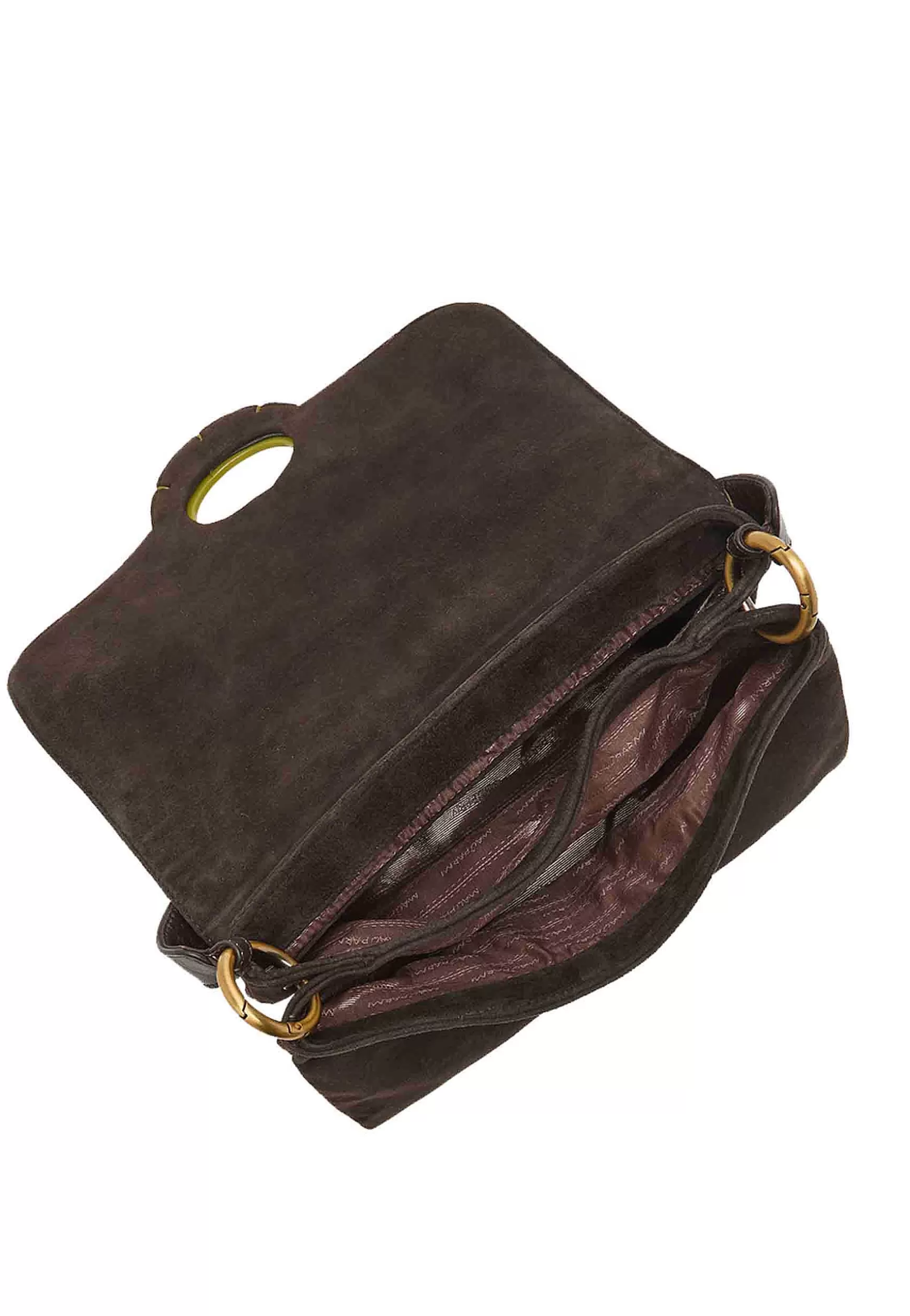 Borsa A Tracolla Donna Inlay In Camoscio Verde E Marrone*Maliparmi Hot