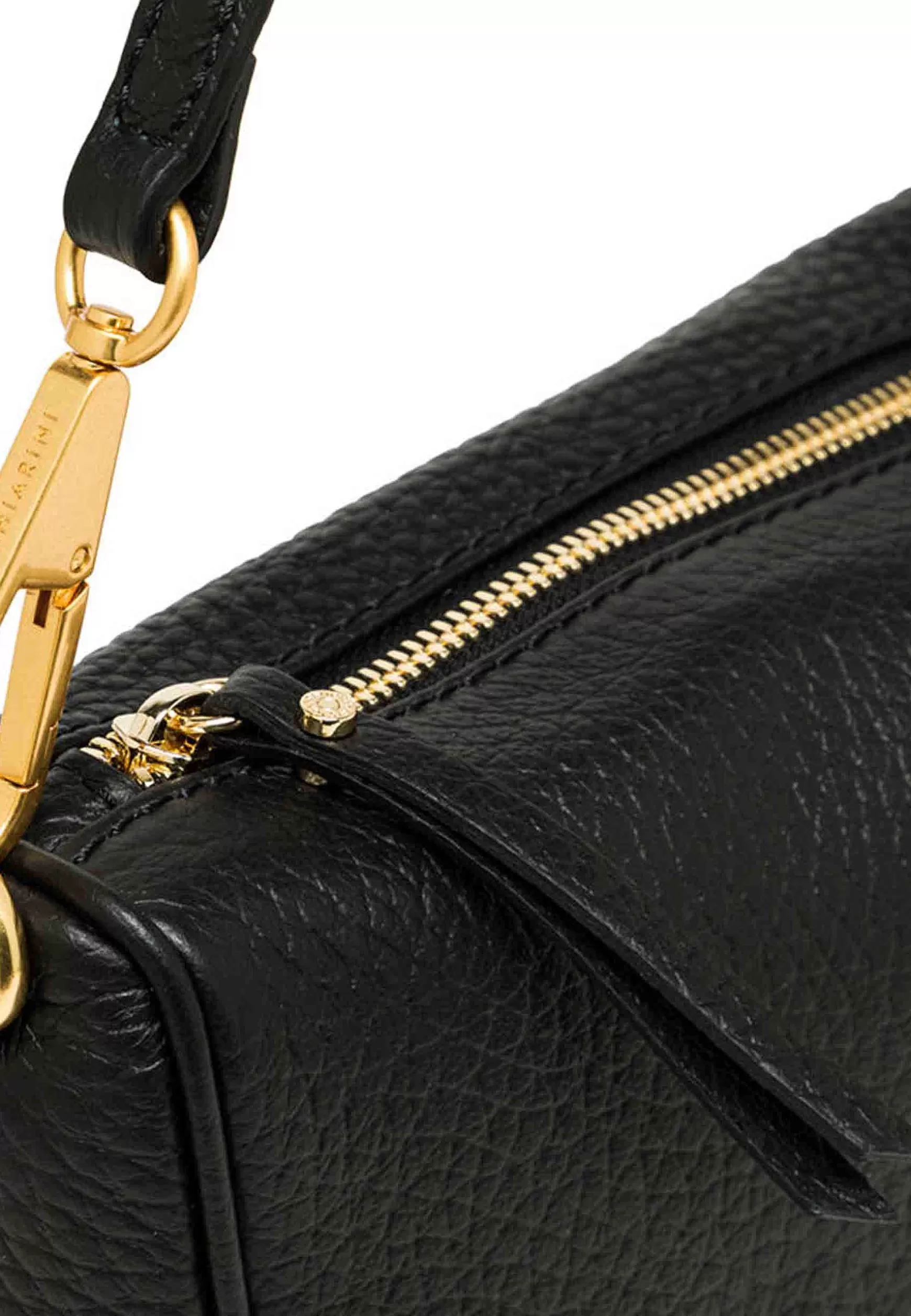 Borsa Donna A Spalla Brooke In Pelle Nera Con Doppia Tracolla E Gancio In Oro*Gianni Chiarini Fashion