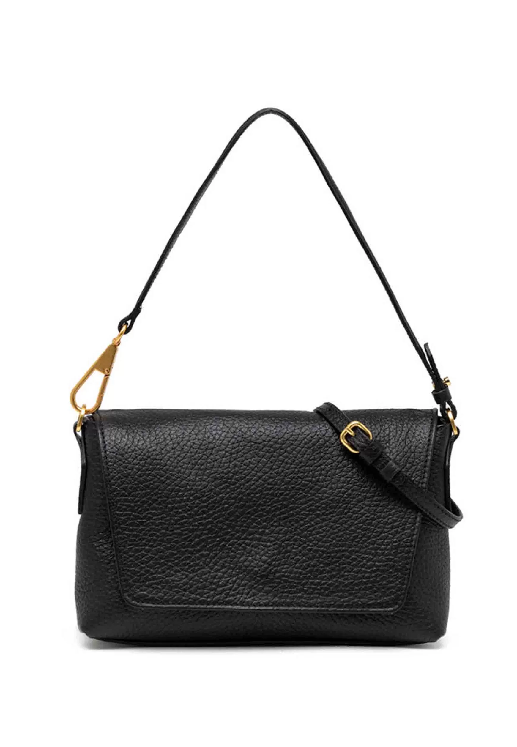 Borsa Donna A Spalla Brooke In Pelle Nera Con Gancio Laterale Oro*Gianni Chiarini Outlet