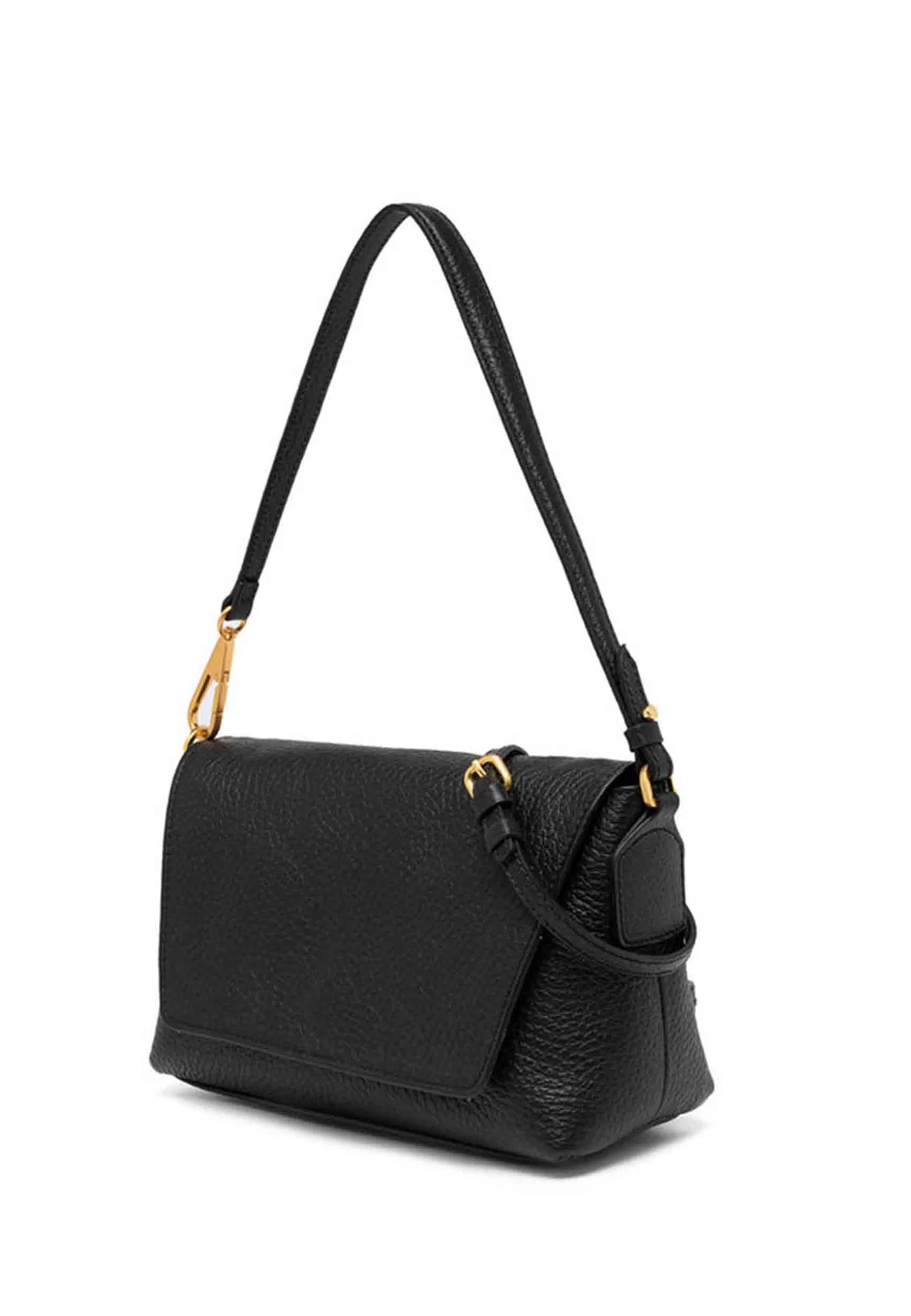 Borsa Donna A Spalla Brooke In Pelle Nera Con Gancio Laterale Oro*Gianni Chiarini Outlet
