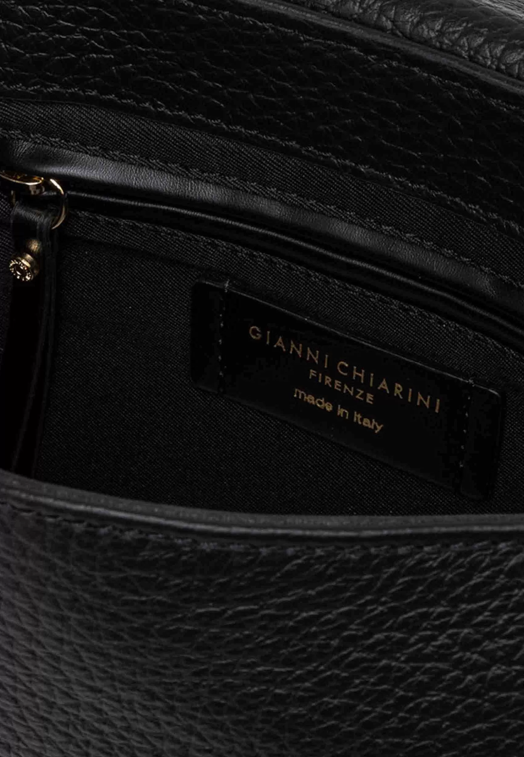 Borsa Donna A Spalla Brooke In Pelle Nera Con Gancio Laterale Oro*Gianni Chiarini Outlet