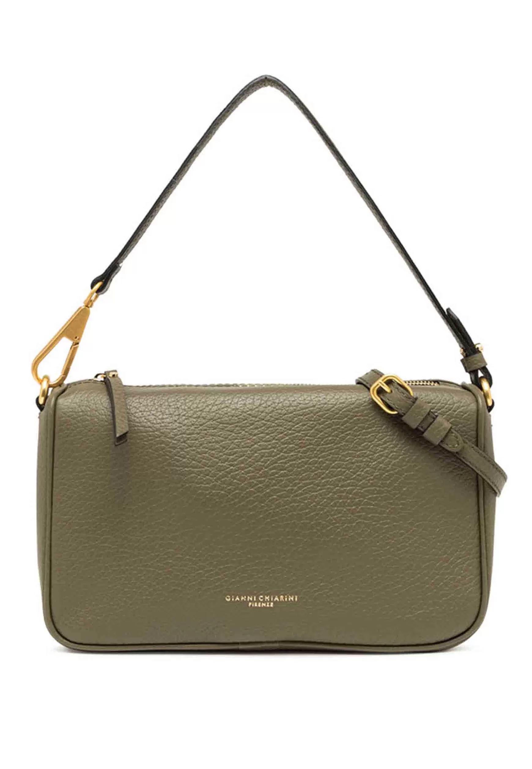 Borsa Donna A Spalla Brooke In Pelle Verde Con Doppia Tracolla E Gancio In Oro*Gianni Chiarini Sale