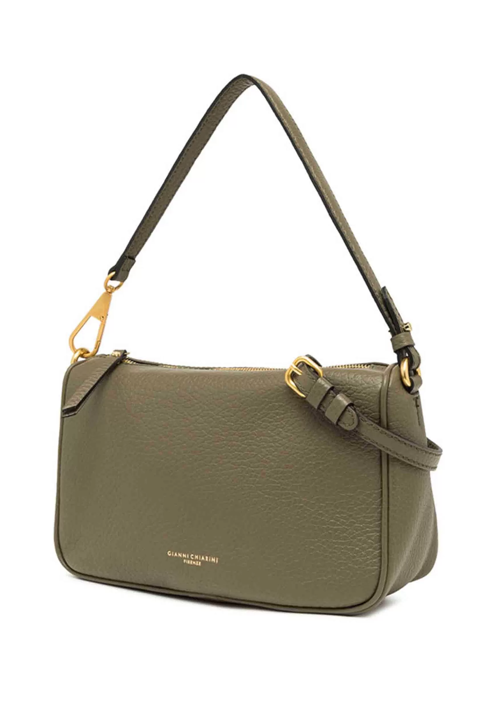 Borsa Donna A Spalla Brooke In Pelle Verde Con Doppia Tracolla E Gancio In Oro*Gianni Chiarini Sale