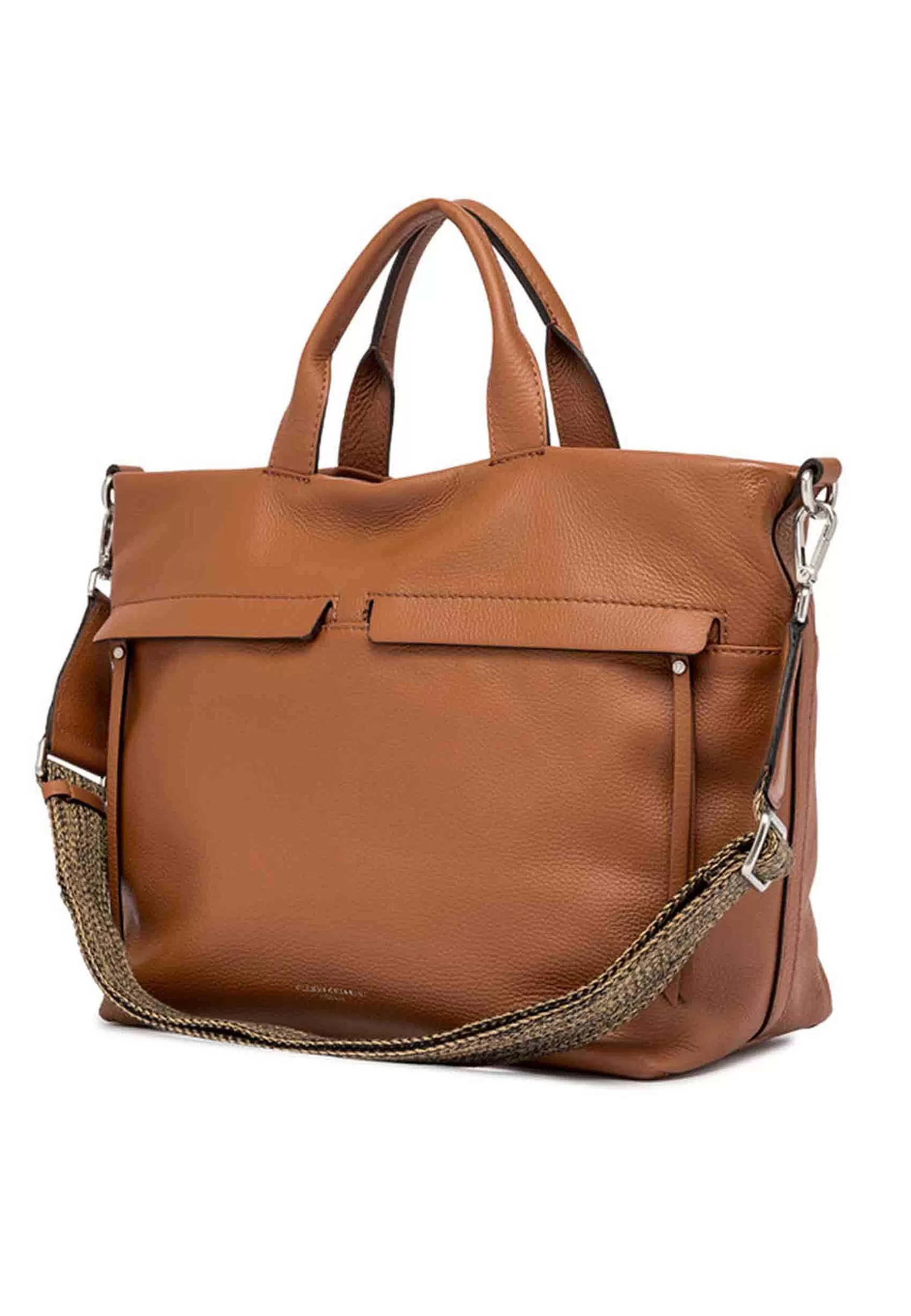 Borsa Donna A Spalla Duna In Pelle Cuoio Con Tracolla In Tessuto Removibile*Gianni Chiarini Flash Sale