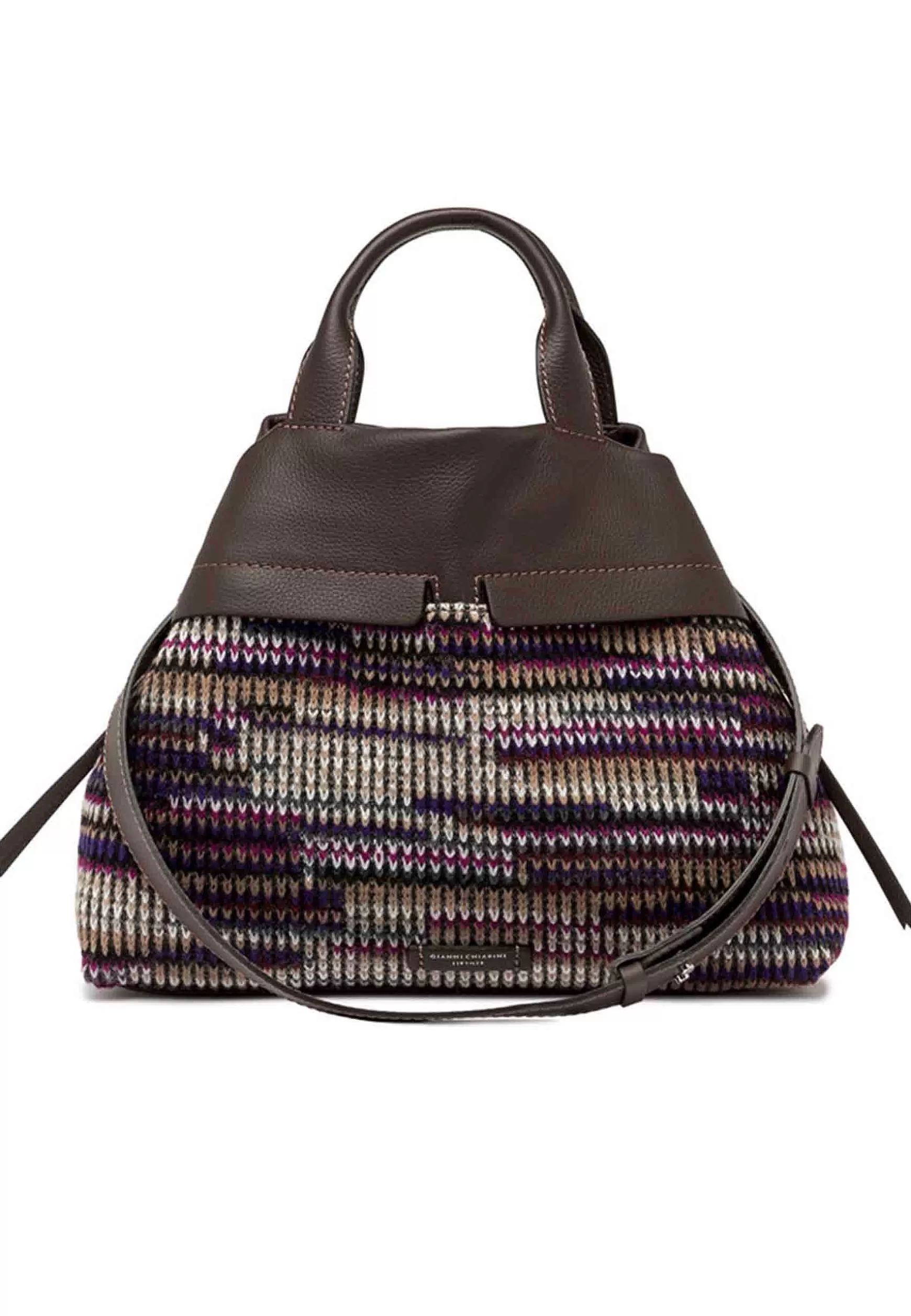 Borsa Donna A Spalla Duna In Pelle Testa Di Moro Con Tessuto E Tracolla In Pelle*Gianni Chiarini Cheap