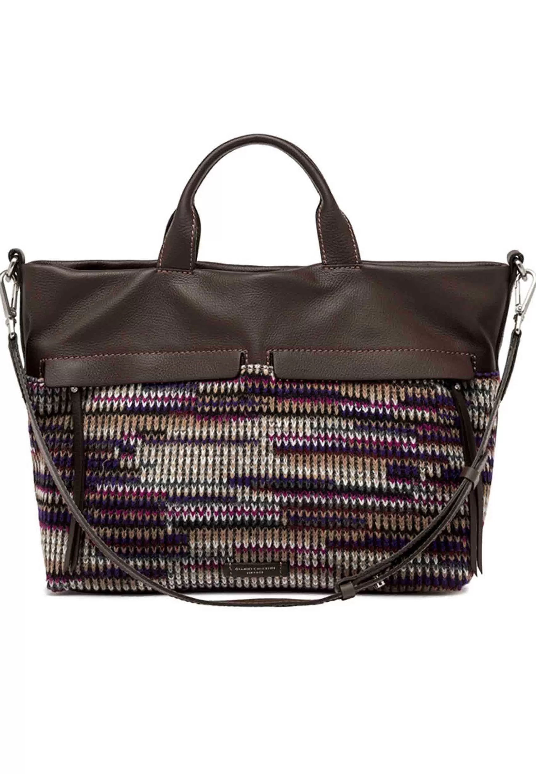 Borsa Donna A Spalla Duna In Pelle Testa Di Moro Con Tessuto E Tracolla In Pelle*Gianni Chiarini Cheap