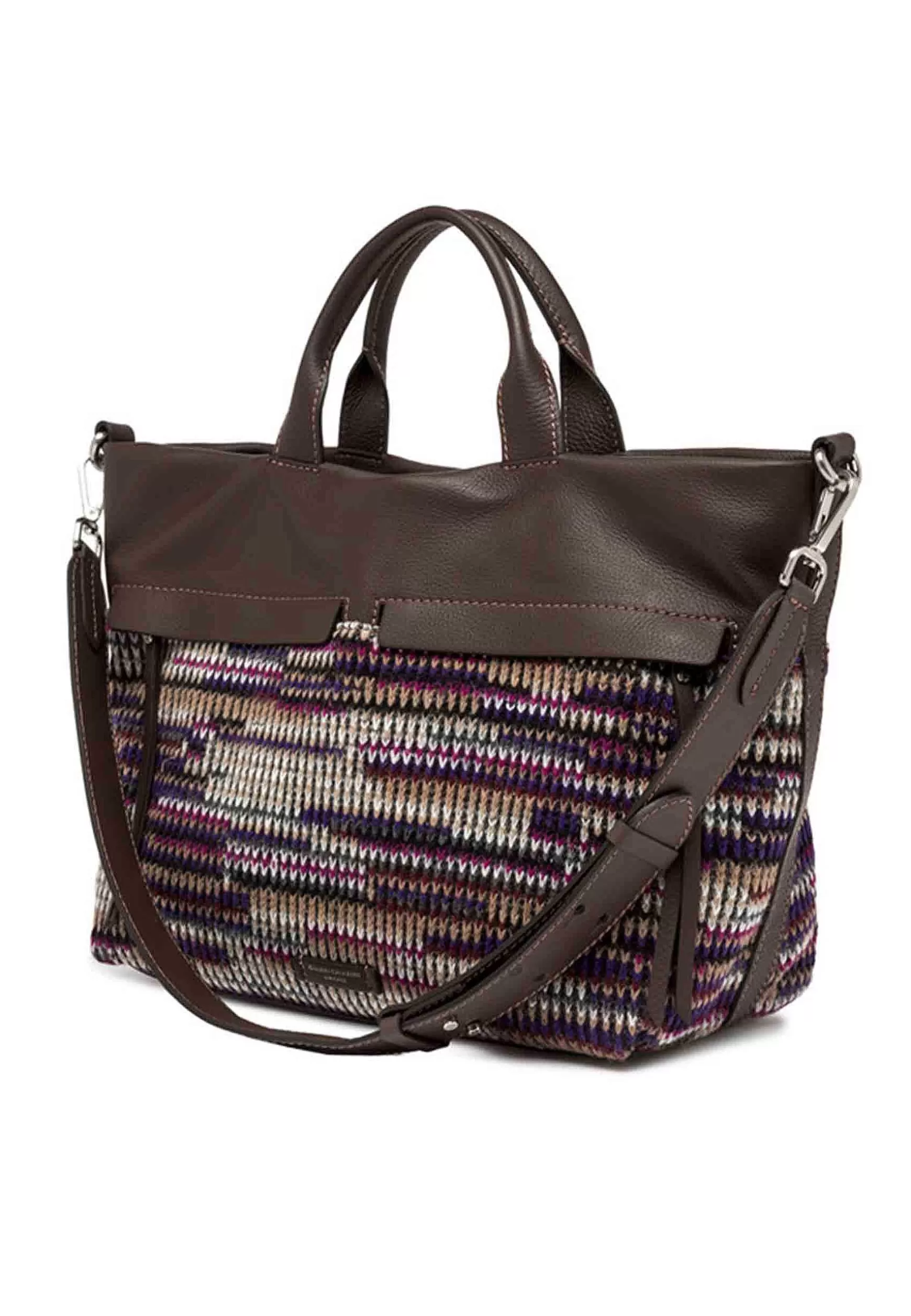 Borsa Donna A Spalla Duna In Pelle Testa Di Moro Con Tessuto E Tracolla In Pelle*Gianni Chiarini Cheap
