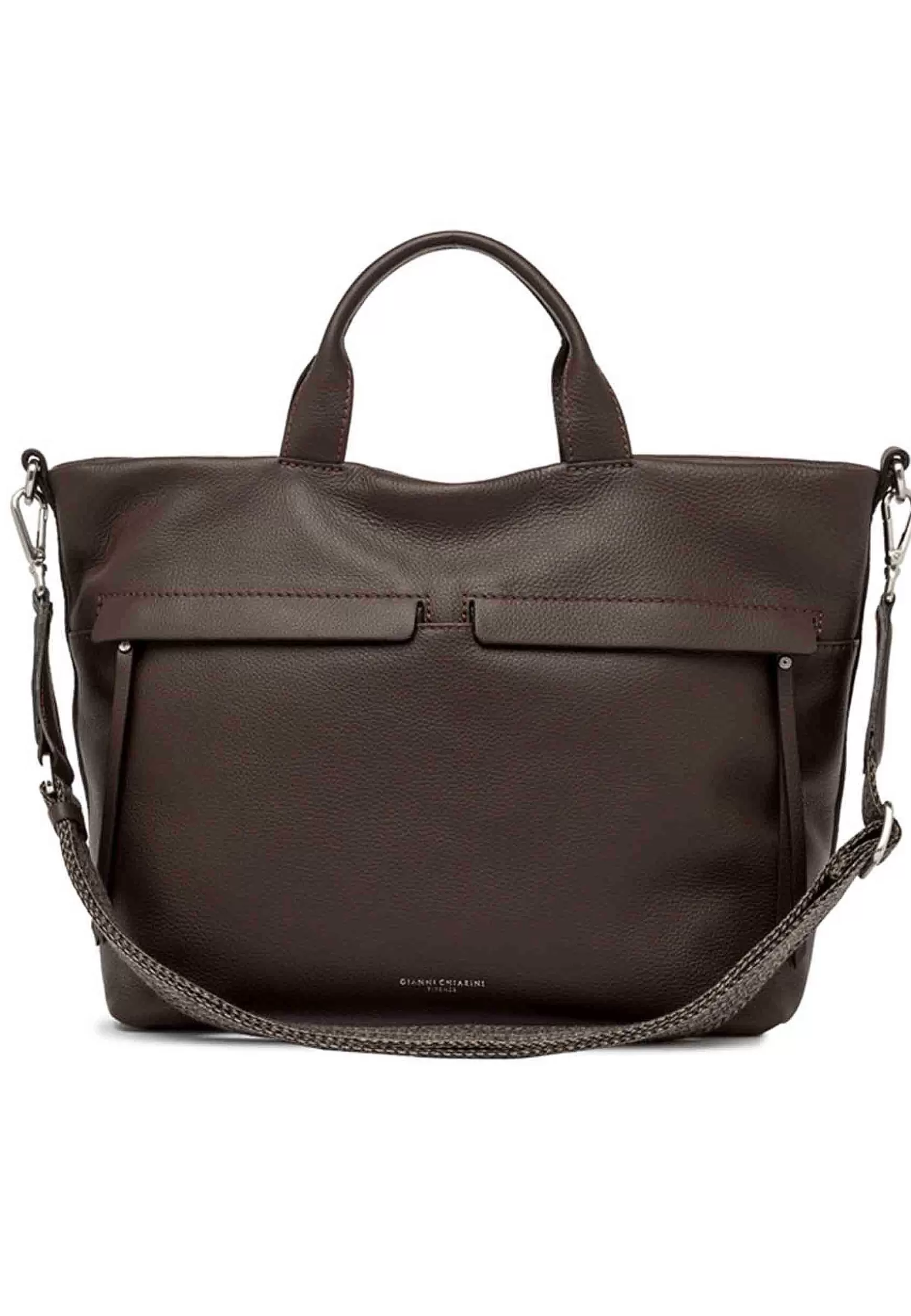 Borsa Donna A Spalla Duna In Pelle Testa Di Moro Con Tracolla In Tessuto Removibile*Gianni Chiarini Fashion