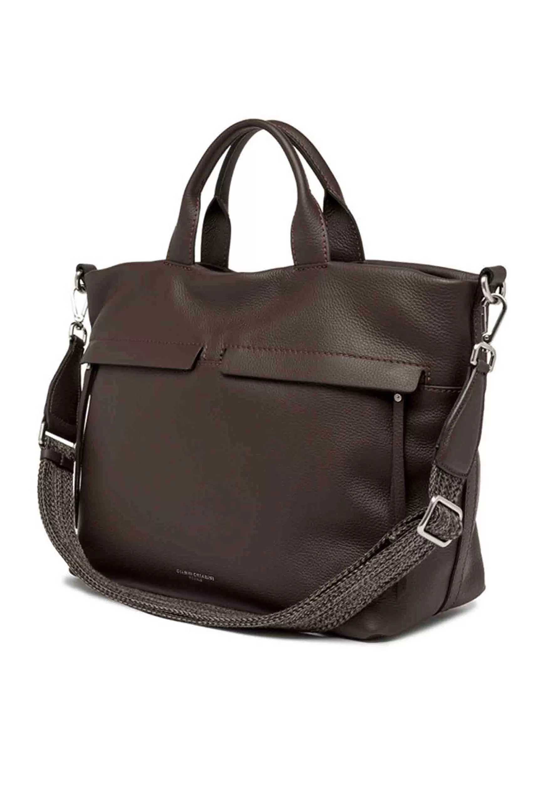 Borsa Donna A Spalla Duna In Pelle Testa Di Moro Con Tracolla In Tessuto Removibile*Gianni Chiarini Fashion