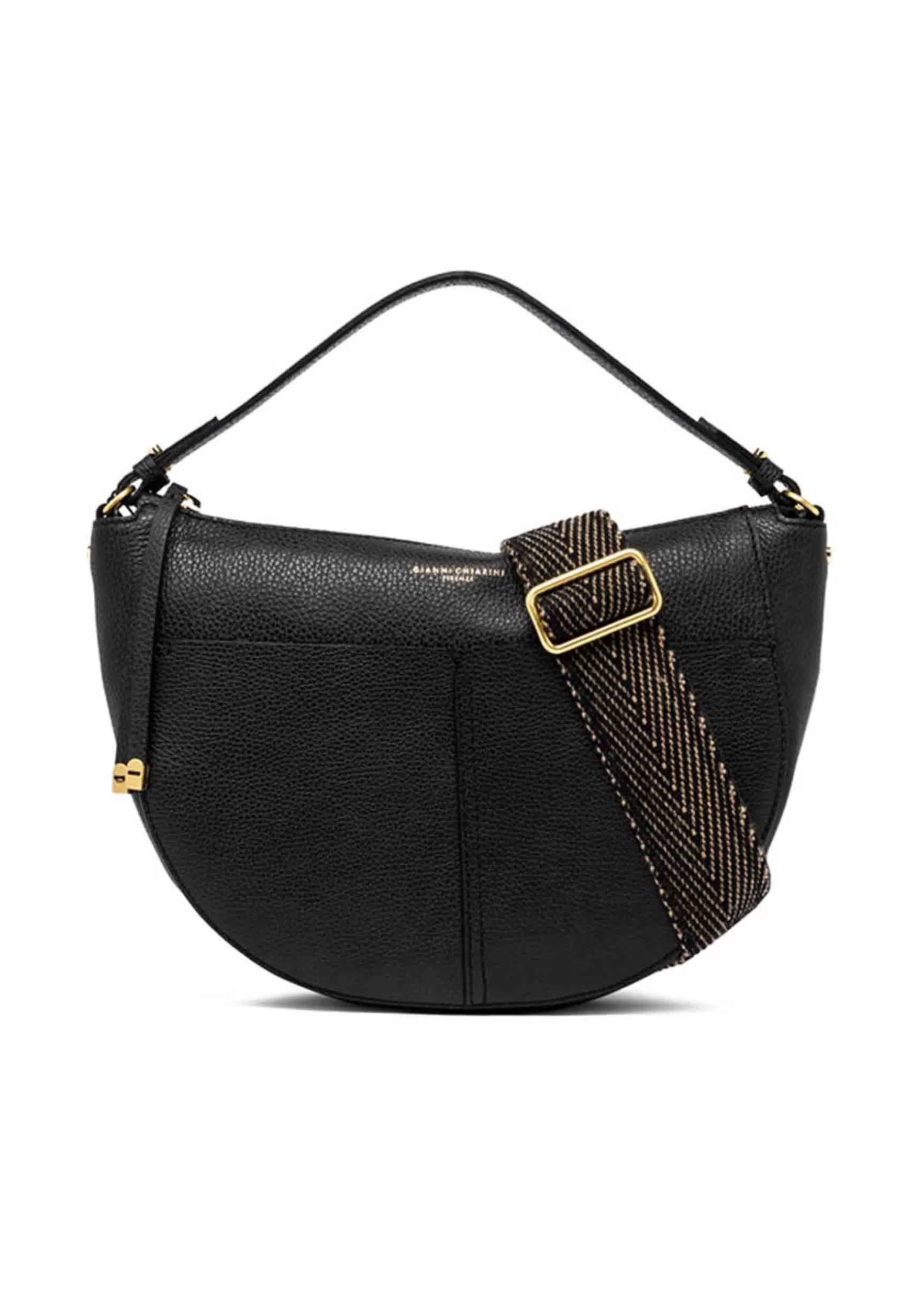 Borsa Donna A Spalla Ginko In Pelle Nera Con Doppia Tracolla*Gianni Chiarini Hot